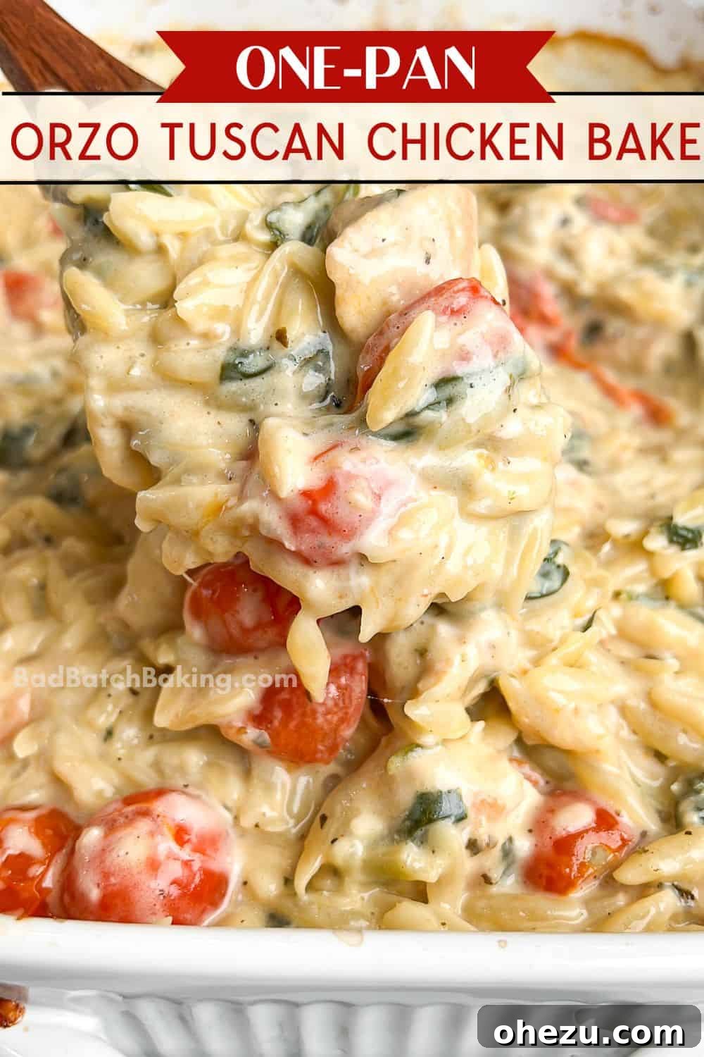 Cheesy Monterey Chicken Orzo Skillet 12 Hearty Tuscan chicken bake with orzo and cherry tomatoes