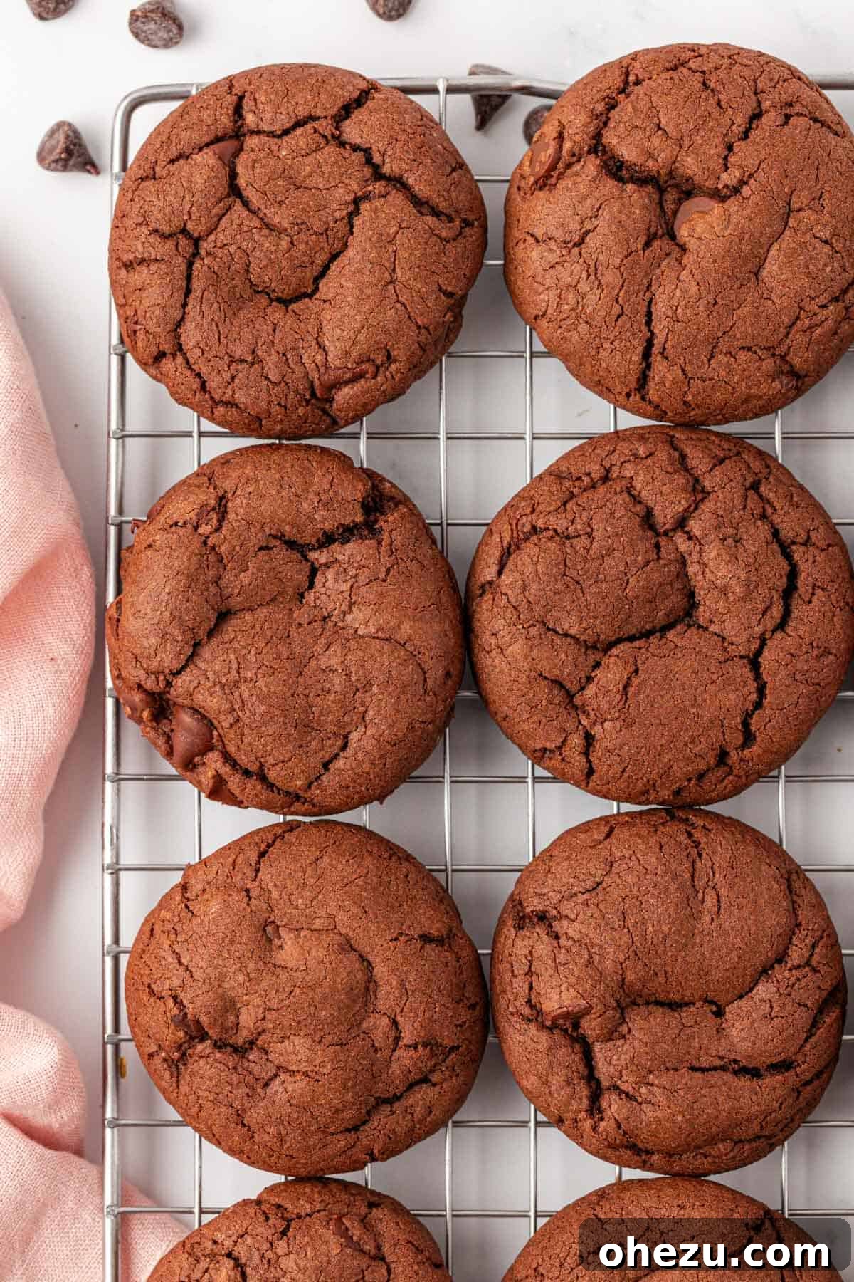 Irresistible Chocolate Cake Mix Cookies 13 A cooling rack laden with an abundance of delicious chocolate cake mix cookies