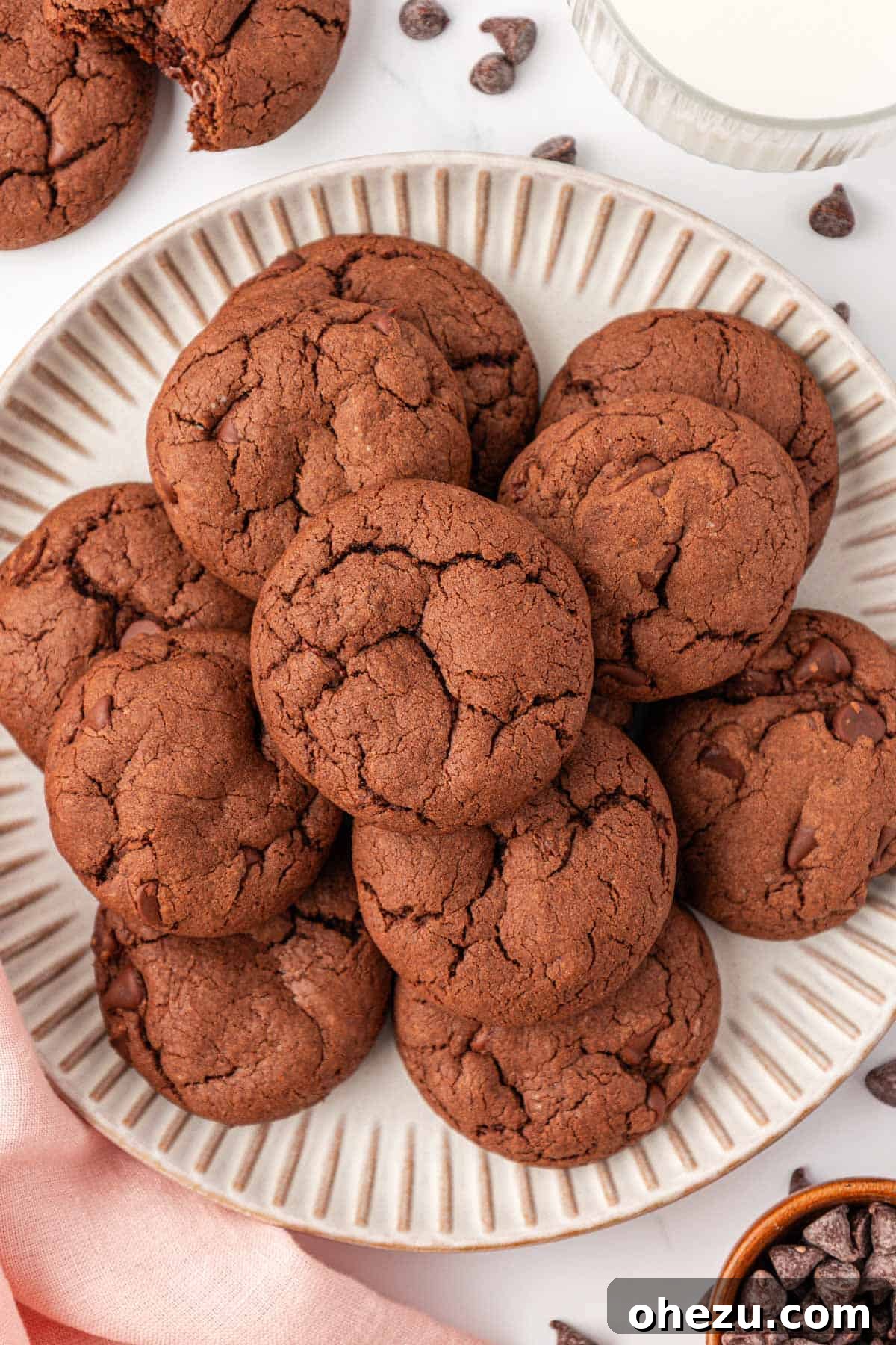 Irresistible Chocolate Cake Mix Cookies 17 Plate of gourmet chocolate cake mix cookies elegantly arranged, ready to serve