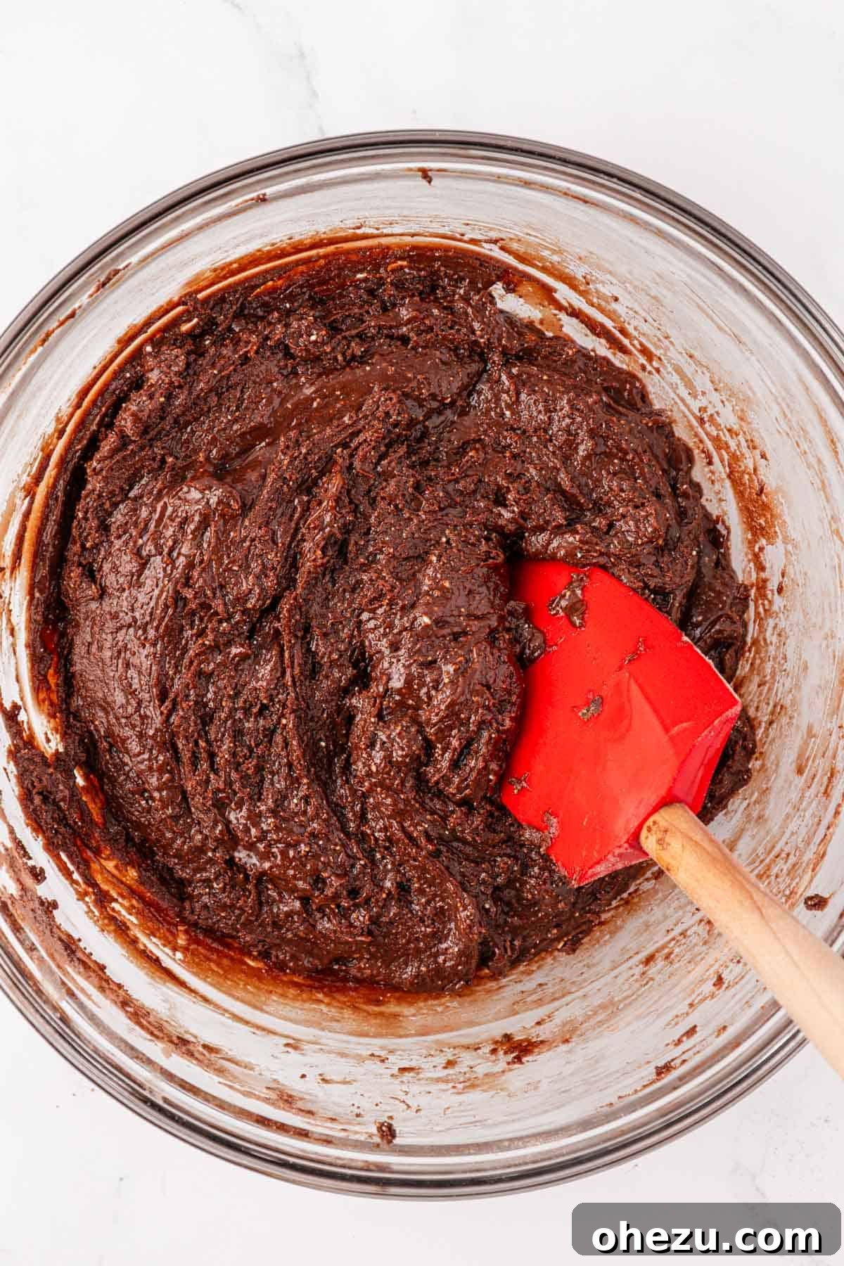Irresistible Chocolate Cake Mix Cookies 6 Smooth, thick chocolate cookie batter after thoroughly mixing all ingredients