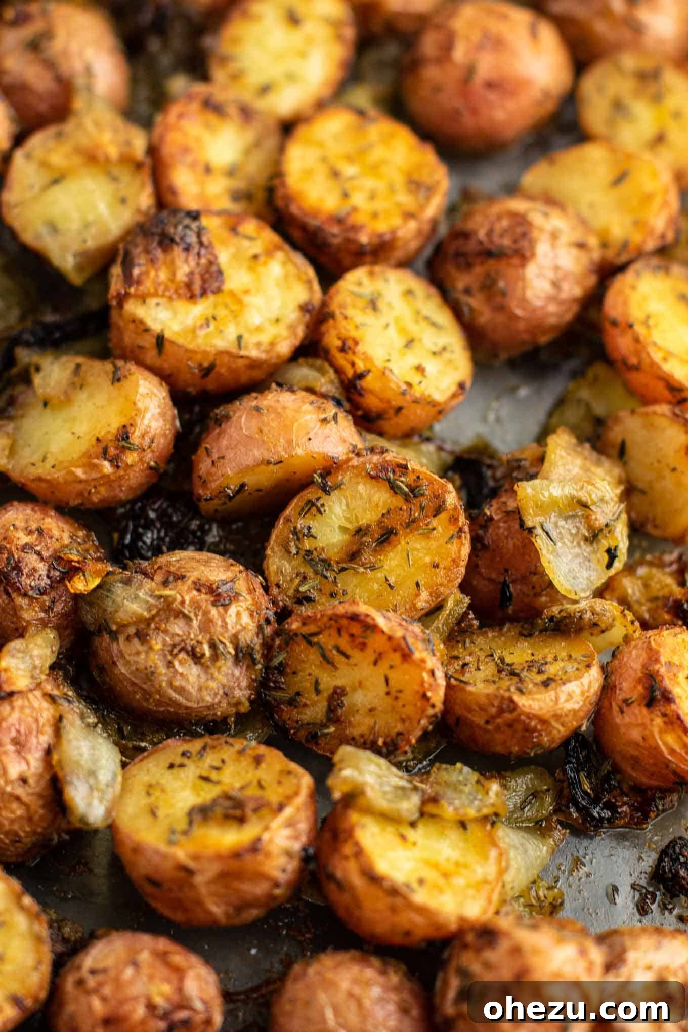 Delicious and easy roasted potatoes and onions, a perfect side dish for any meal