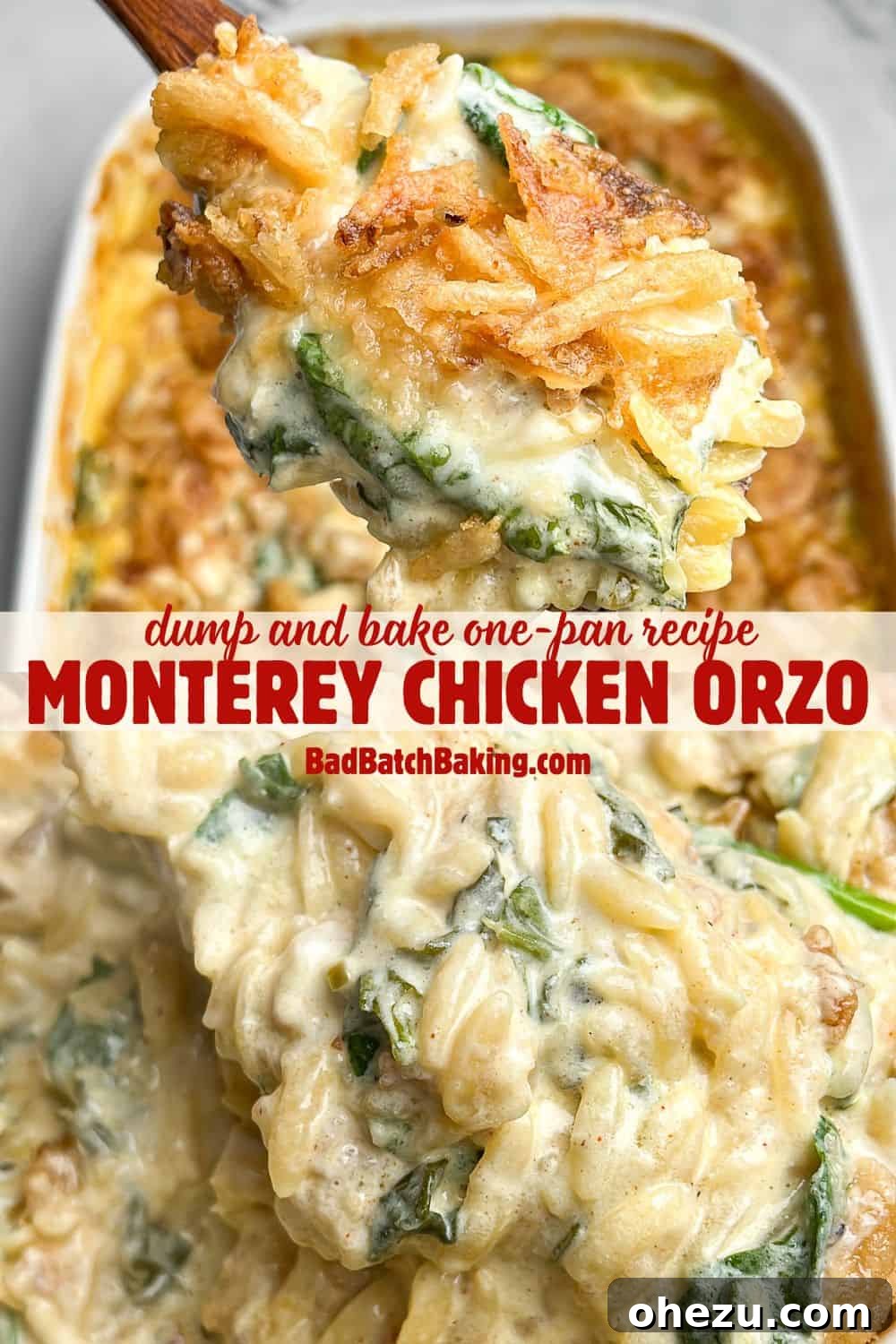 Skillet Chicken Orzo That Wins Hearts 7 Easy Monterey Chicken Orzo recipe with melted cheese, chicken, and pasta in a skillet.