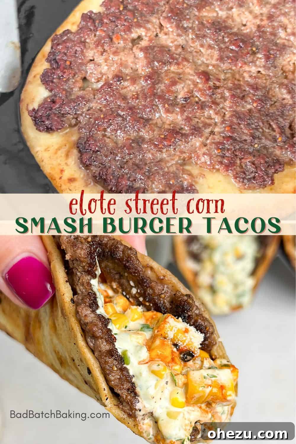 Ultimate Chicken Big Mac Taco 12 Innovative smash burger tacos topped with a flavorful street corn mix, combining classic burger taste with vibrant taco zest.