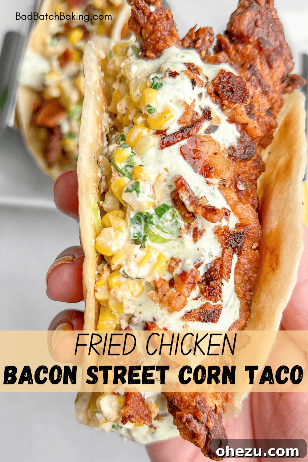 Ultimate Chicken Big Mac Taco 10 Crispy fried chicken tacos served with vibrant street corn salsa, a perfect blend of flavors and textures.