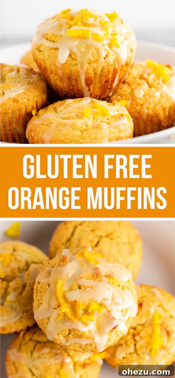 A stack of beautifully glazed gluten-free orange muffins