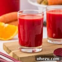 beet and carrot juice in a glass