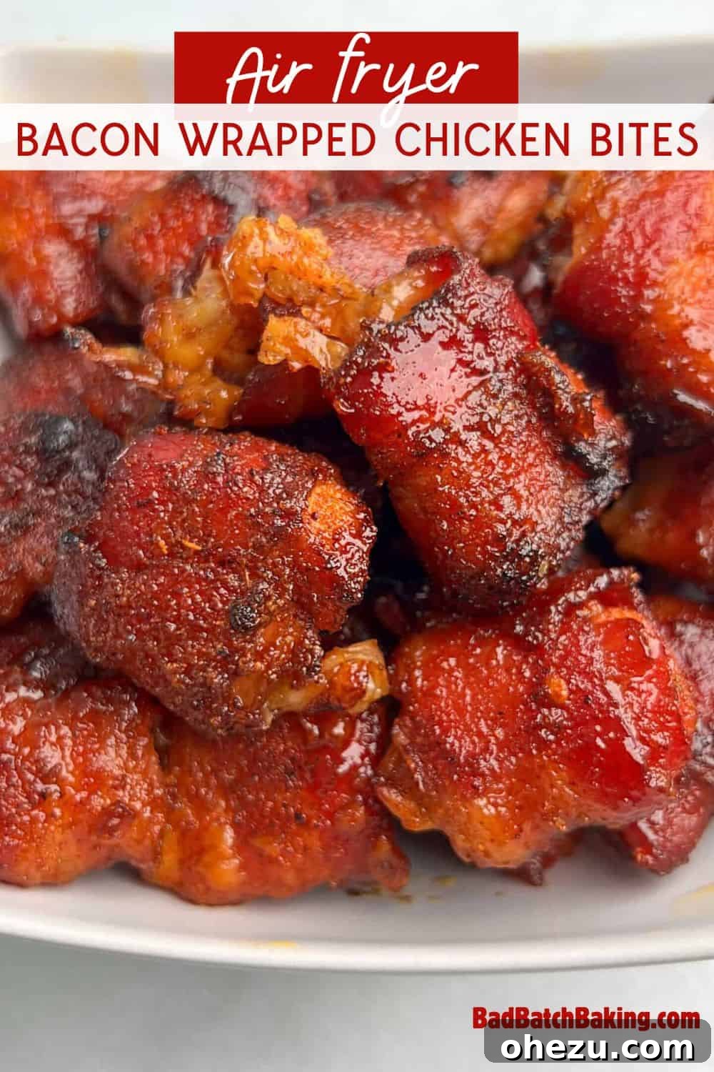 Flaky Cranberry Brie Bake 9 Succulent bacon wrapped chicken bites, glistening and golden, skewered for easy serving.
