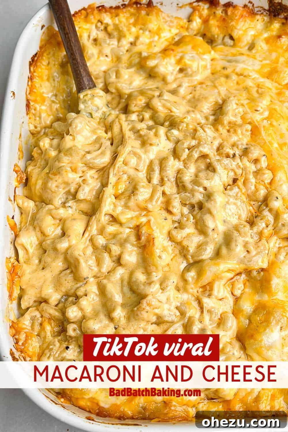 A final, delicious shot of the macaroni and cheese, perfect for sharing on social media.
