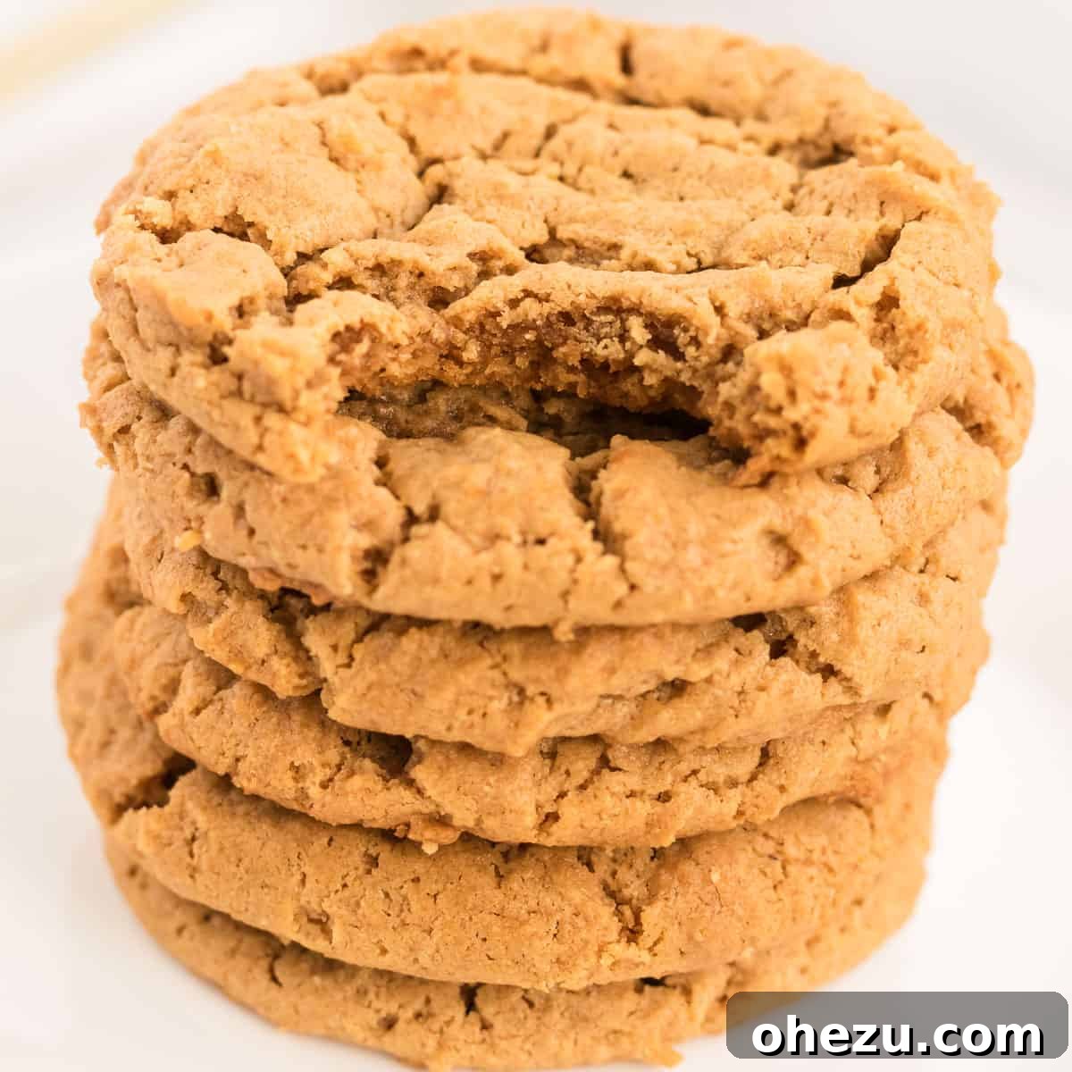 Gluten-Free Peanut Butter Cookies 9 A stack of several gluten-free peanut butter cookies, showcasing their texture