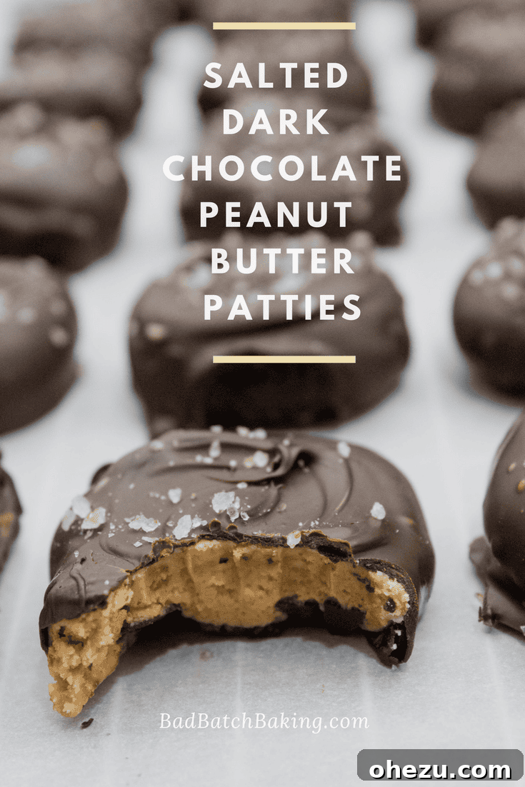 Decadent Sea Salt Dark Chocolate Peanut Butter Drops 4 Hand holding a perfect Salted Dark Chocolate Peanut Butter Patty