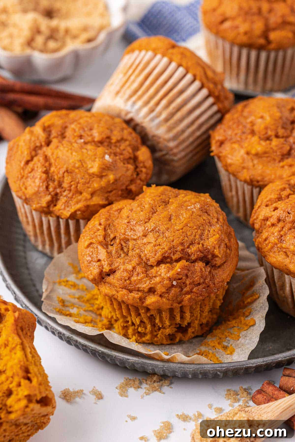 Delicious freshly baked cake mix pumpkin muffins, perfect for a fall treat
