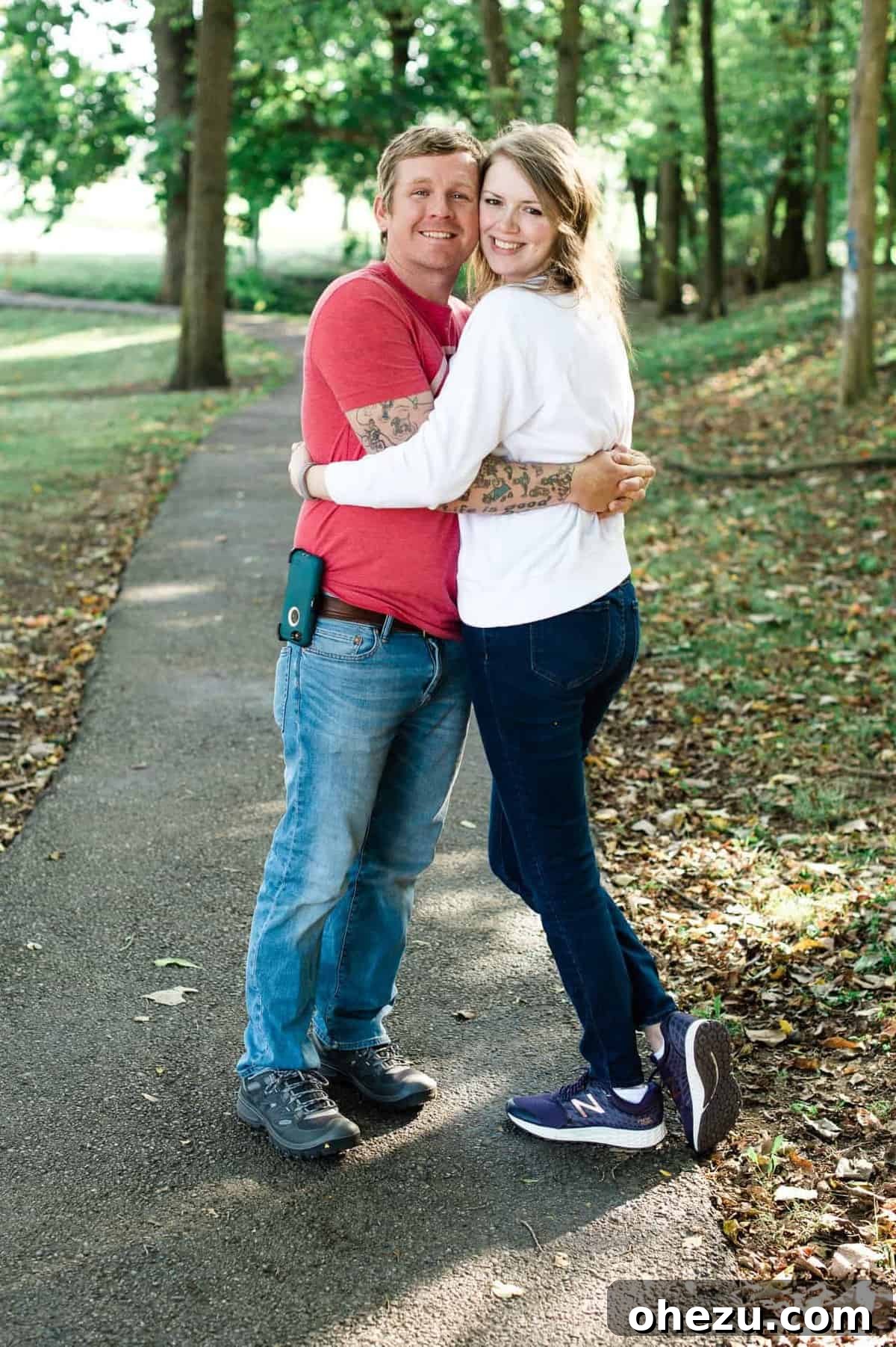 My Five-Year Food Blogging Journey 2 a couple hugging in a park with trees in the background