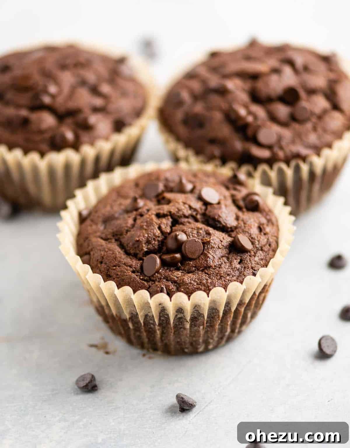 My Five-Year Food Blogging Journey 10 three chocolate muffins with the liners on