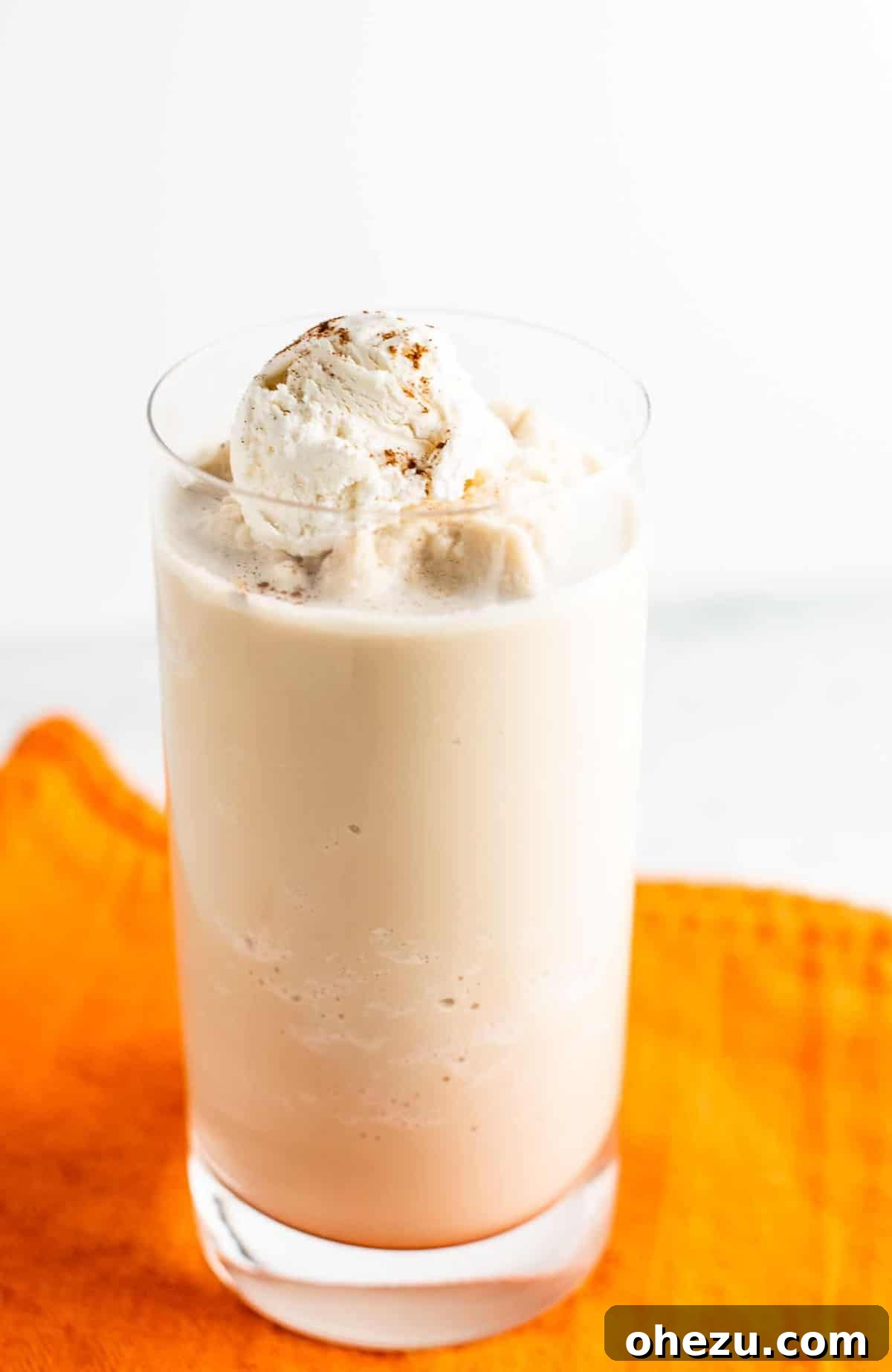 Chilled Pumpkin Dream 2 iced pumpkin coffee in a glass, ready to be enjoyed