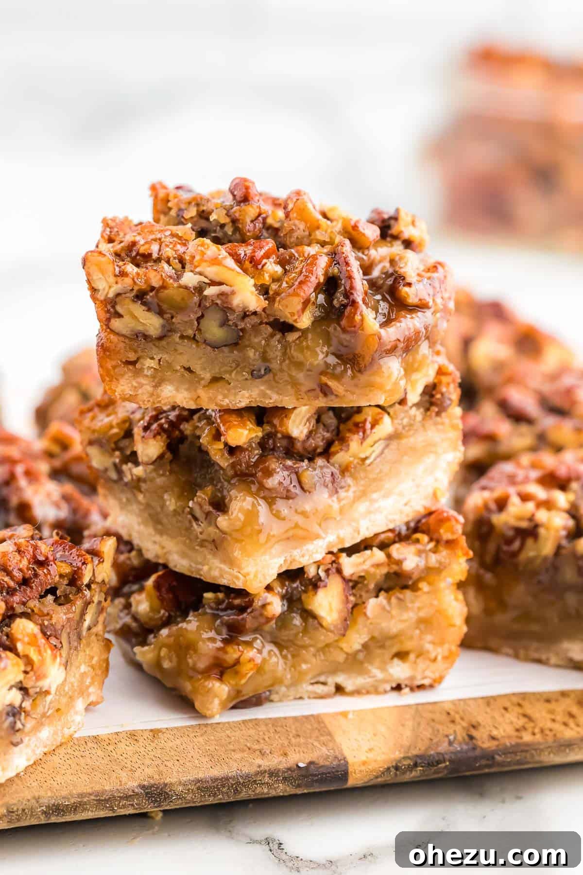 pecan pie bars stacked