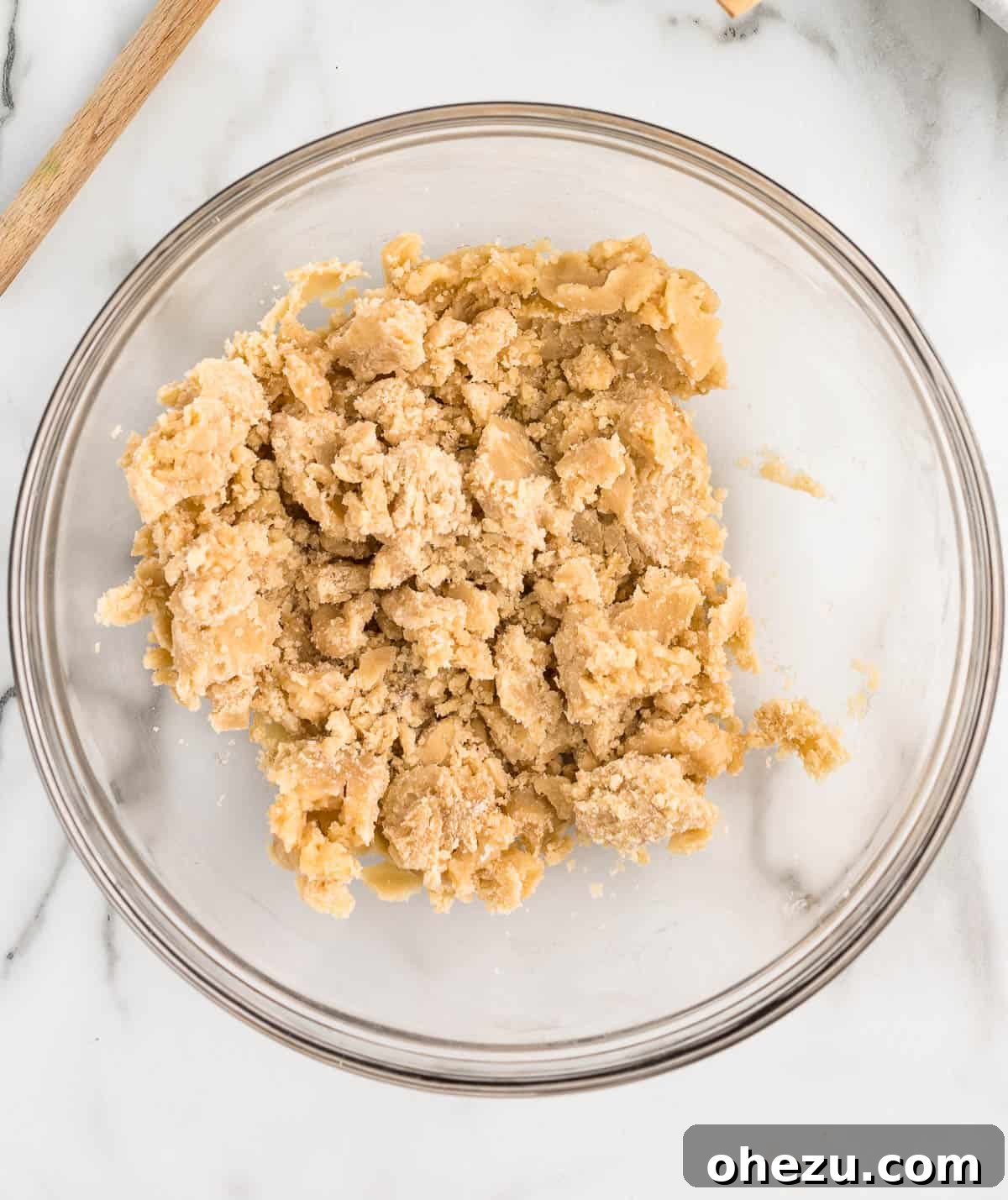 shortbread crust in a mixing bowl