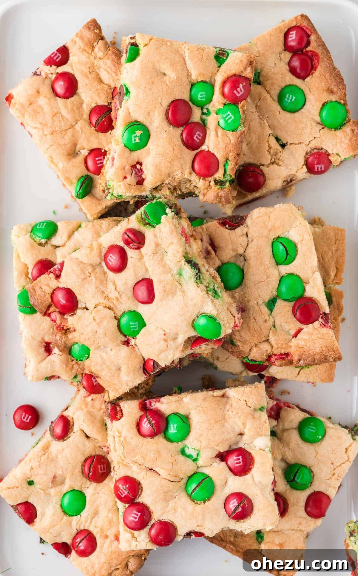 christmas cookie bars on a plate