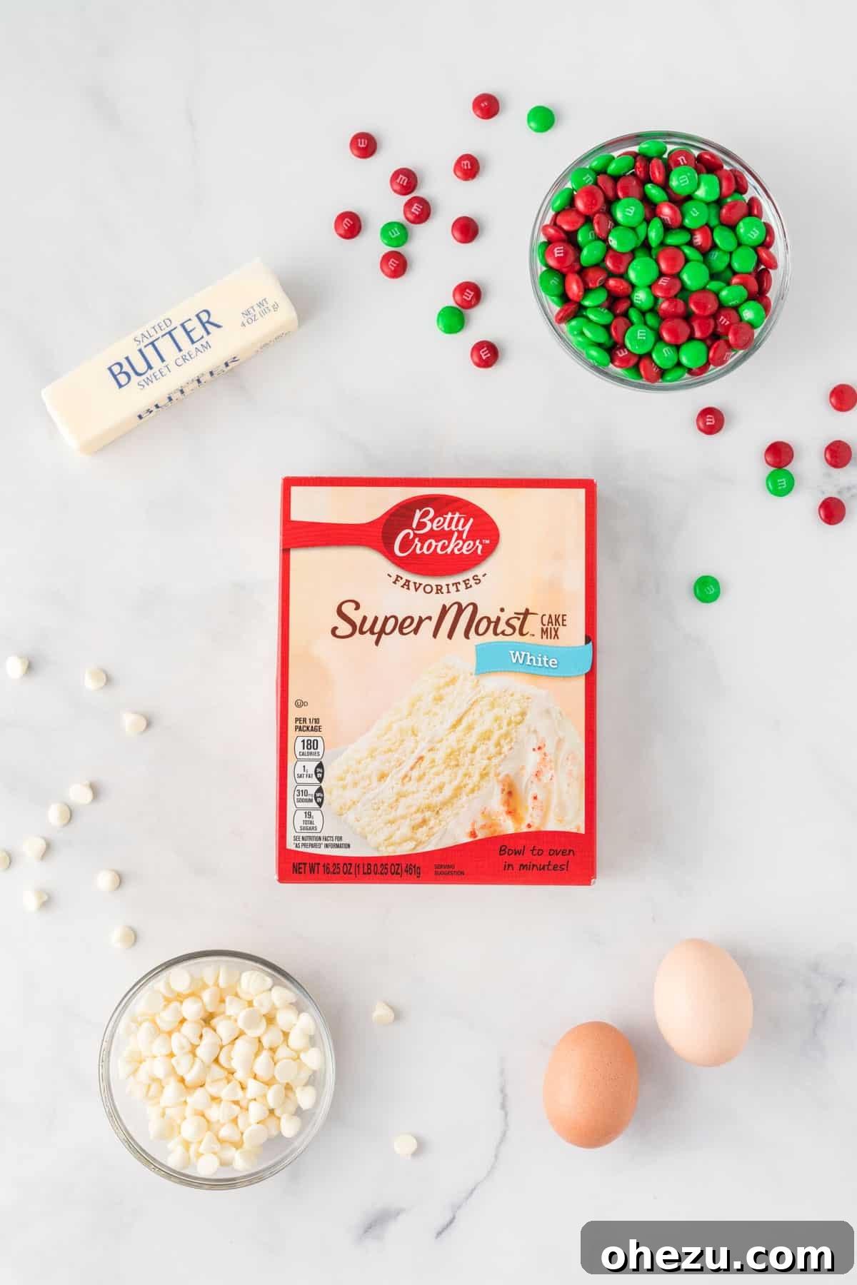 ingredients needed to make cake mix Christmas cookie bars