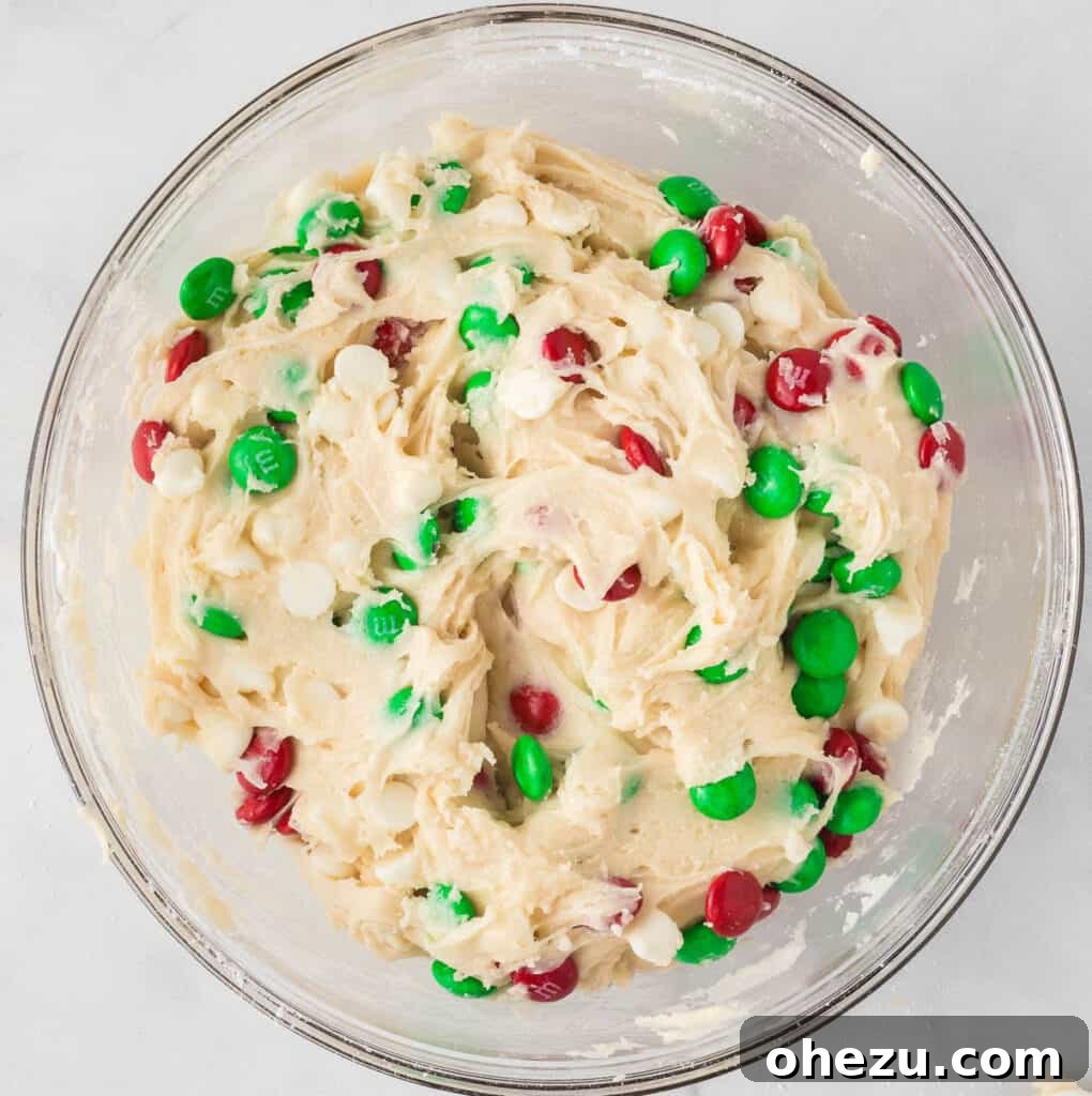 christmas cookie bar batter in a mixing bowl