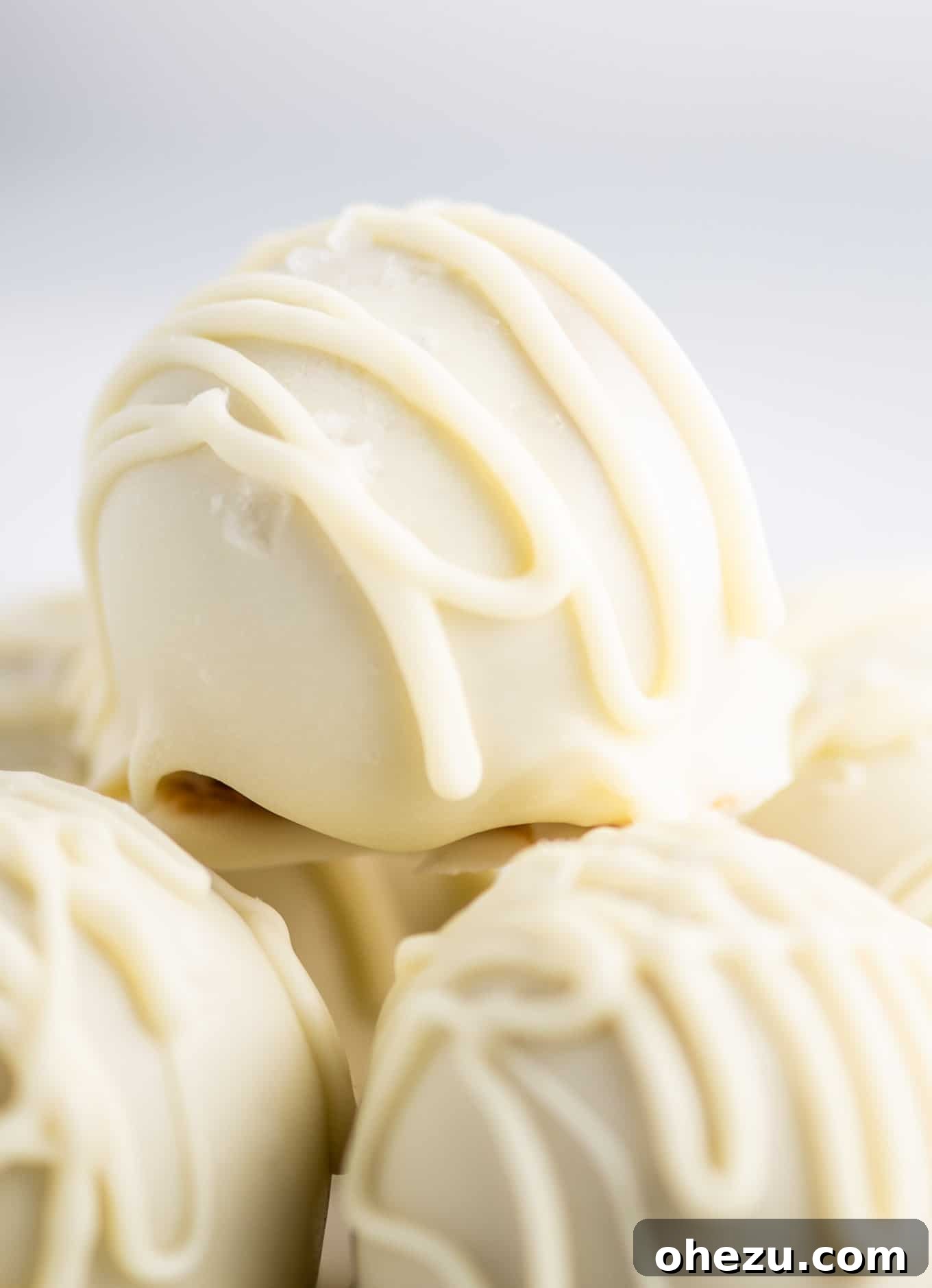 No-Bake White Chocolate Peanut Butter Delights 7 white chocolate truffles close up image