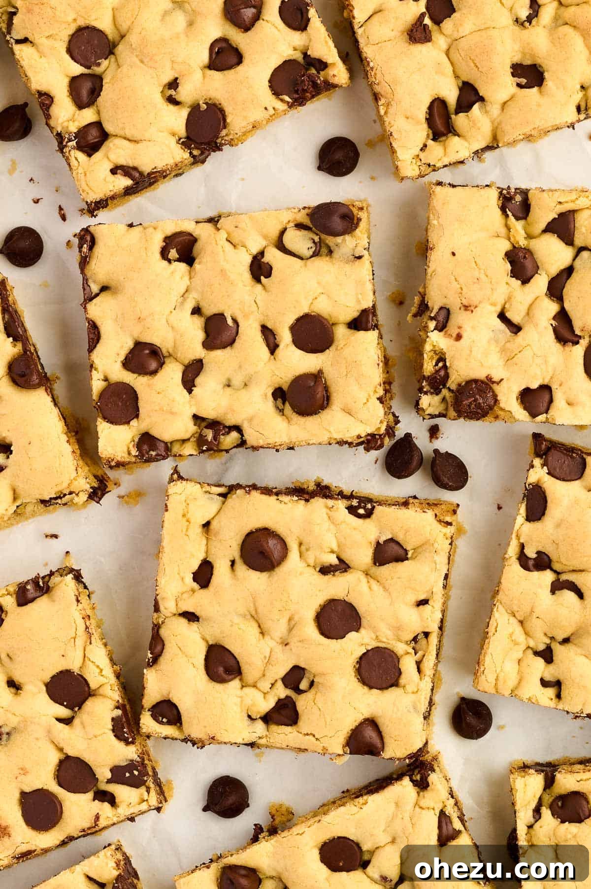 Stacked cake mix cookie bars, perfectly cut and ready for serving