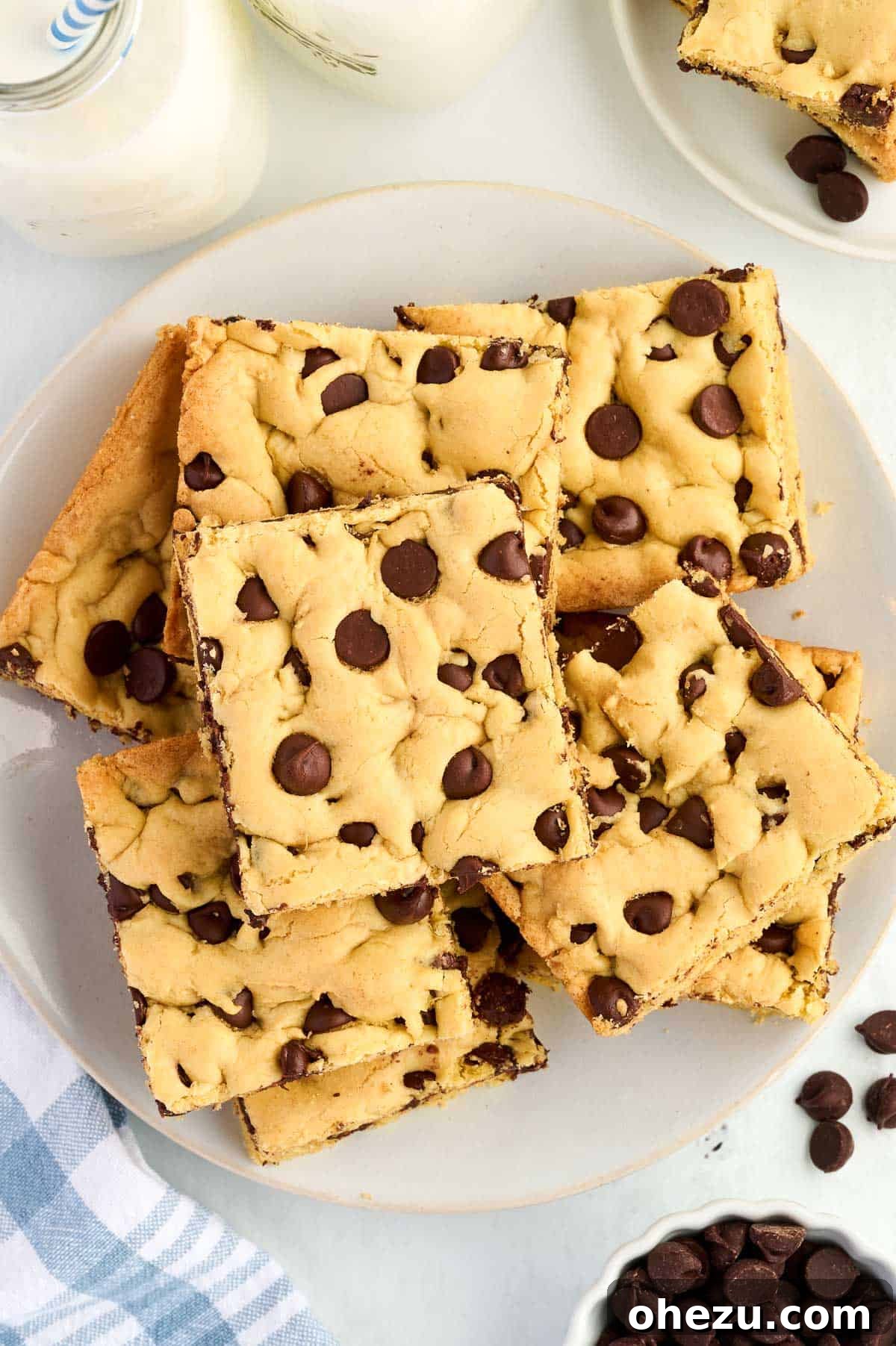 Close-up of freshly baked cake mix cookie bars, showcasing their golden-brown top