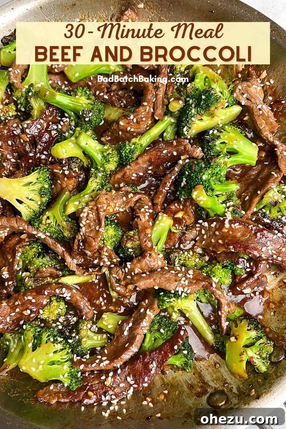 Appetizing presentation of one-pan beef and broccoli