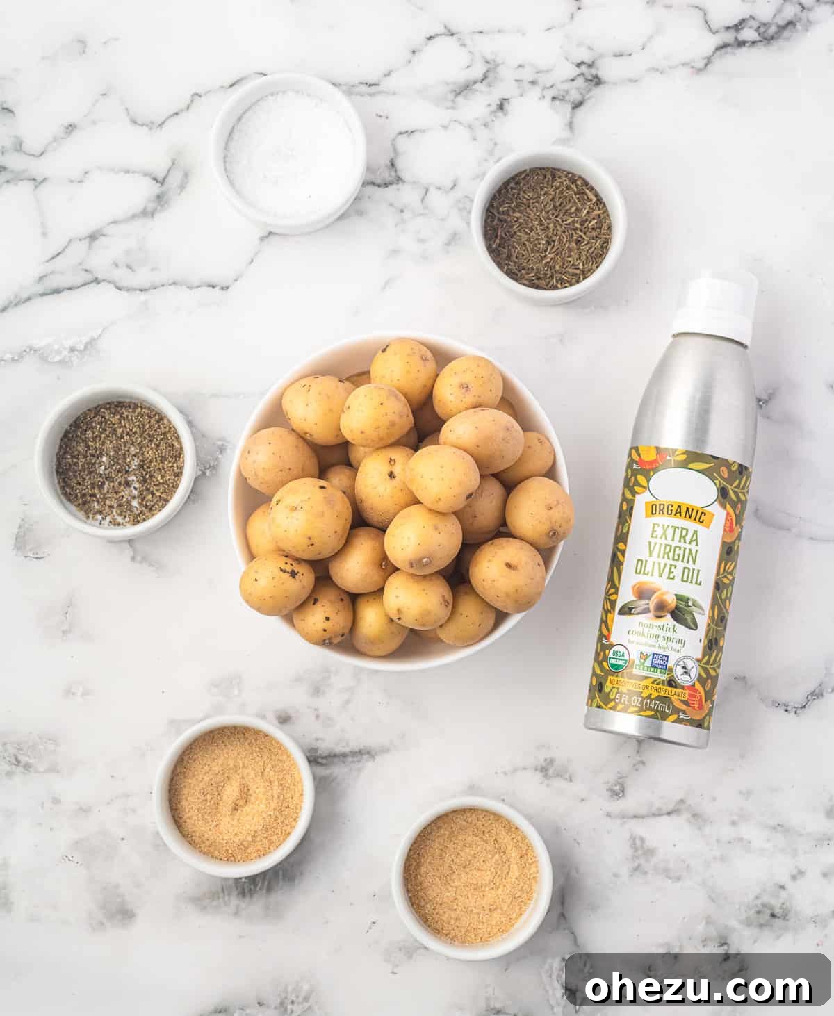 Crispy Air Fryer Baby Potatoes 4 ingredients needed to make air fryer baby potatoes