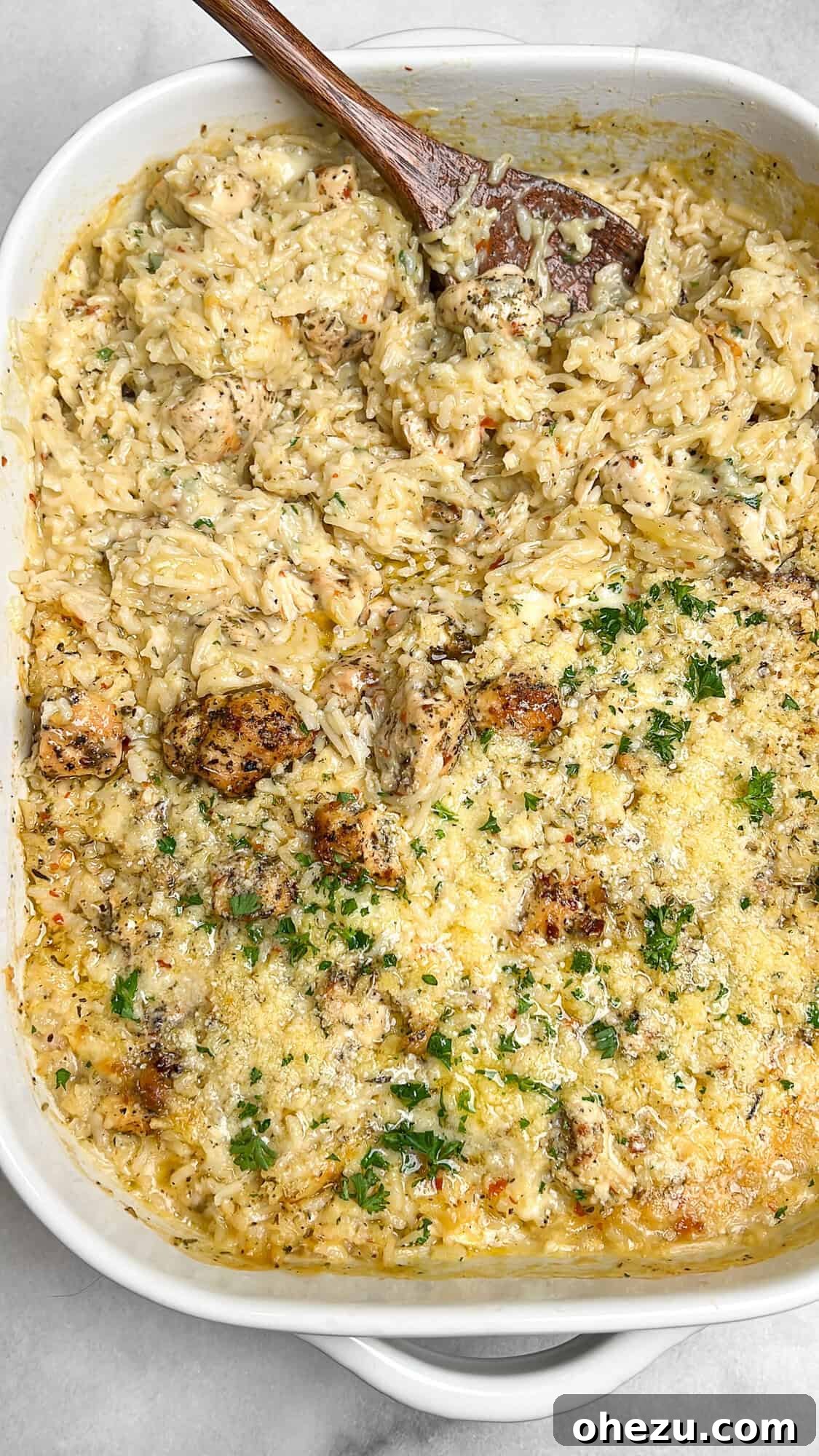 Golden Garlic Parmesan Chicken Rice Bake 7 chicken rice casserole