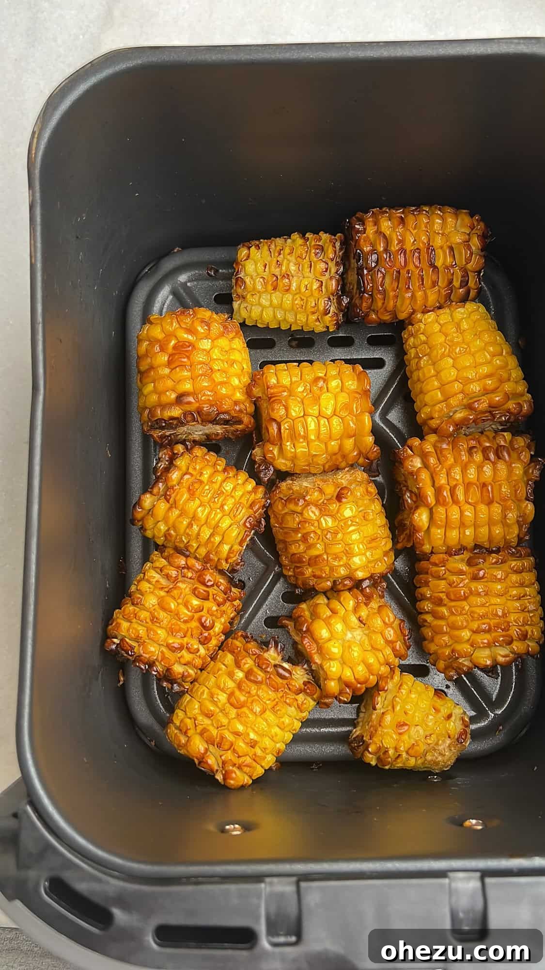 cooked cajun corn in the air fryer