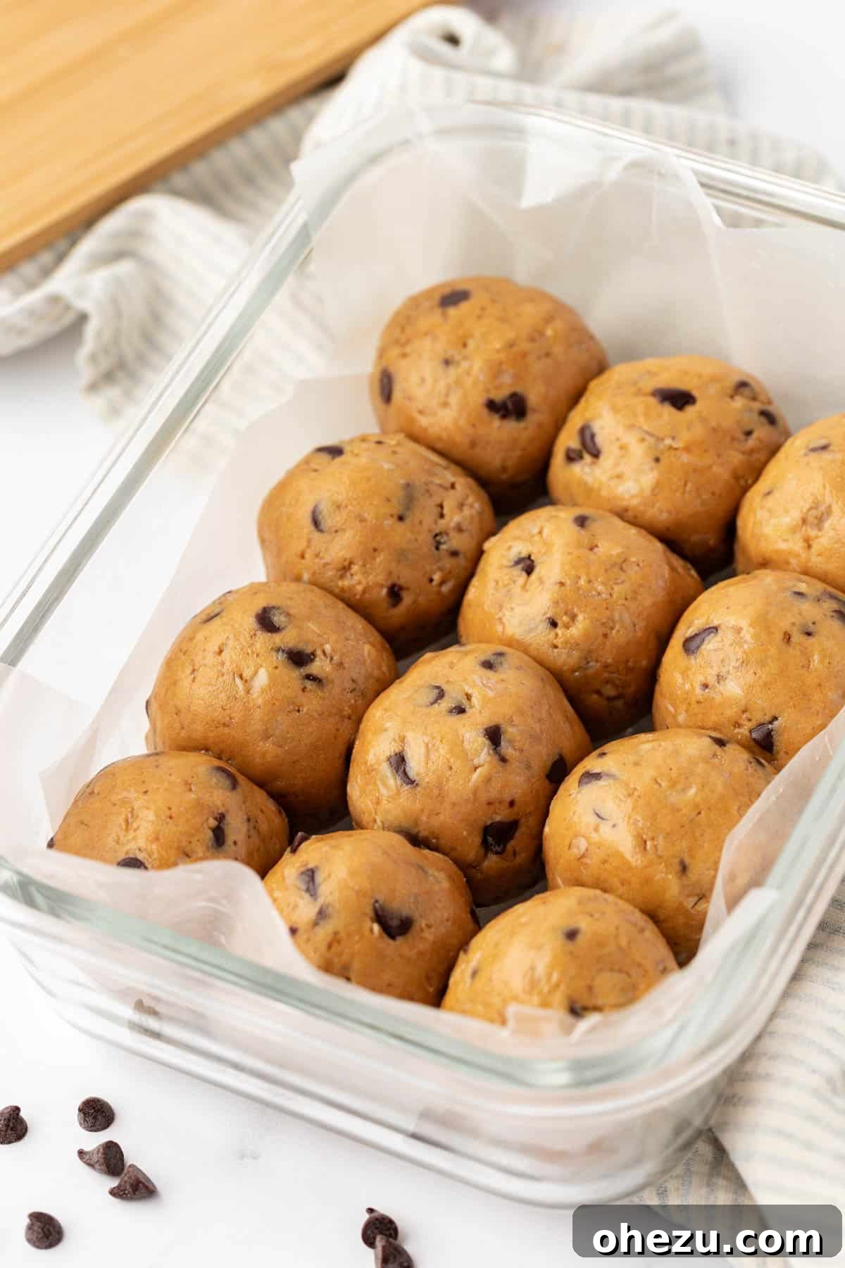 Another appealing shot of no bake protein balls, highlighting their smooth texture and appetizing appearance.