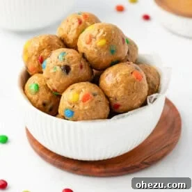 monster cookie balls in a bowl