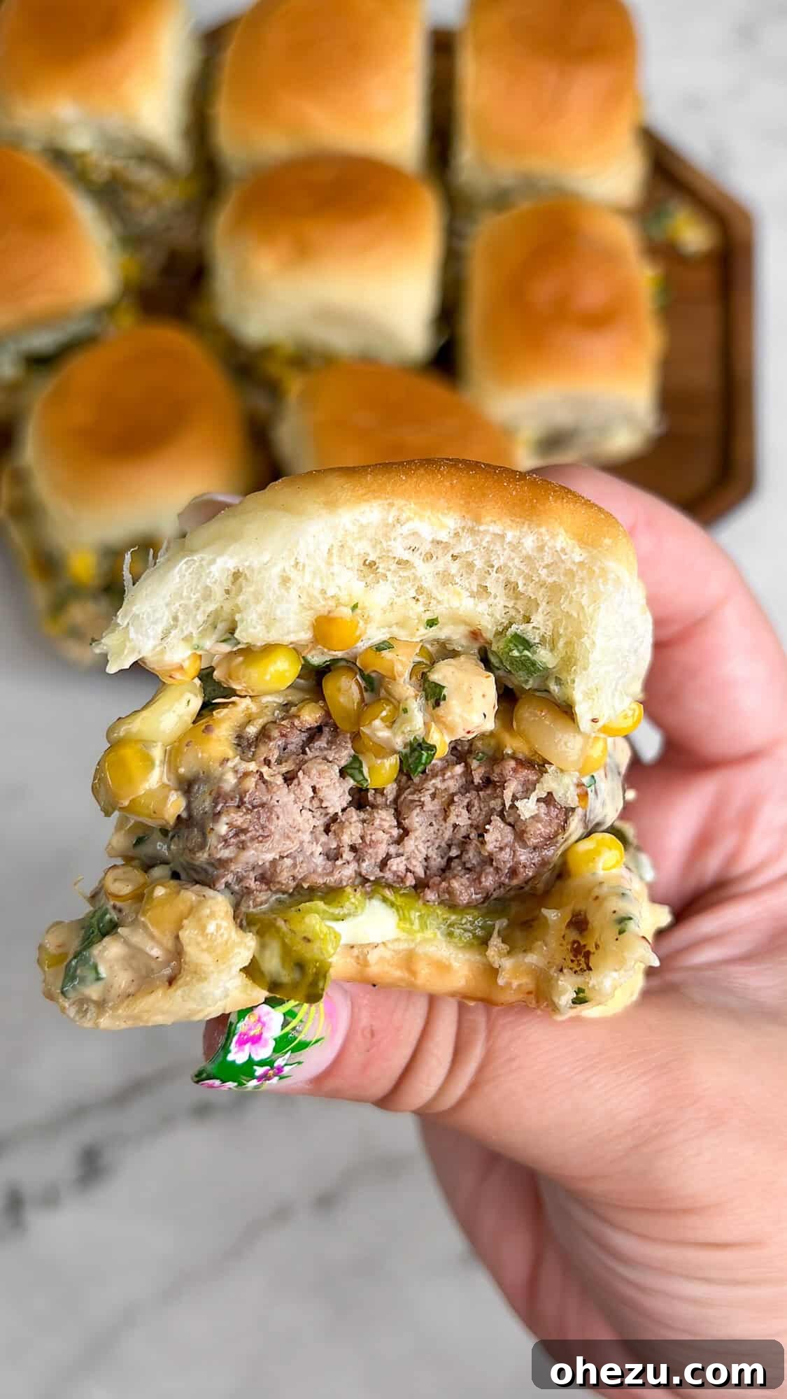 cheeseburger sliders with street corn