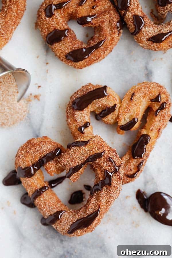 Heart Churros ith Chocolate Sauce