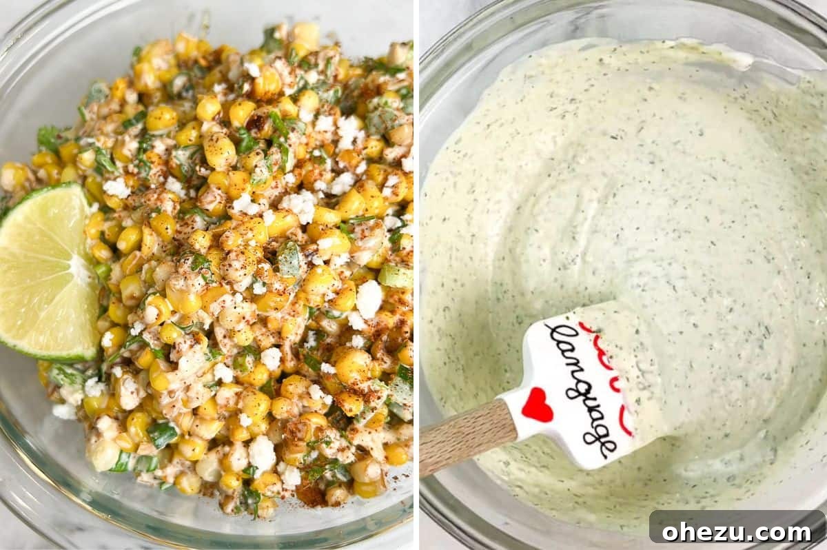 Zesty Street Corn Chicken Bowls 4 A spoon scooping up street corn and chicken from a bowl, highlighting the textures.