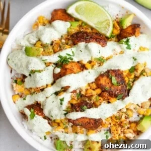 Zesty Street Corn Chicken Bowls 6 Street Corn Chicken Bowls ready to be served