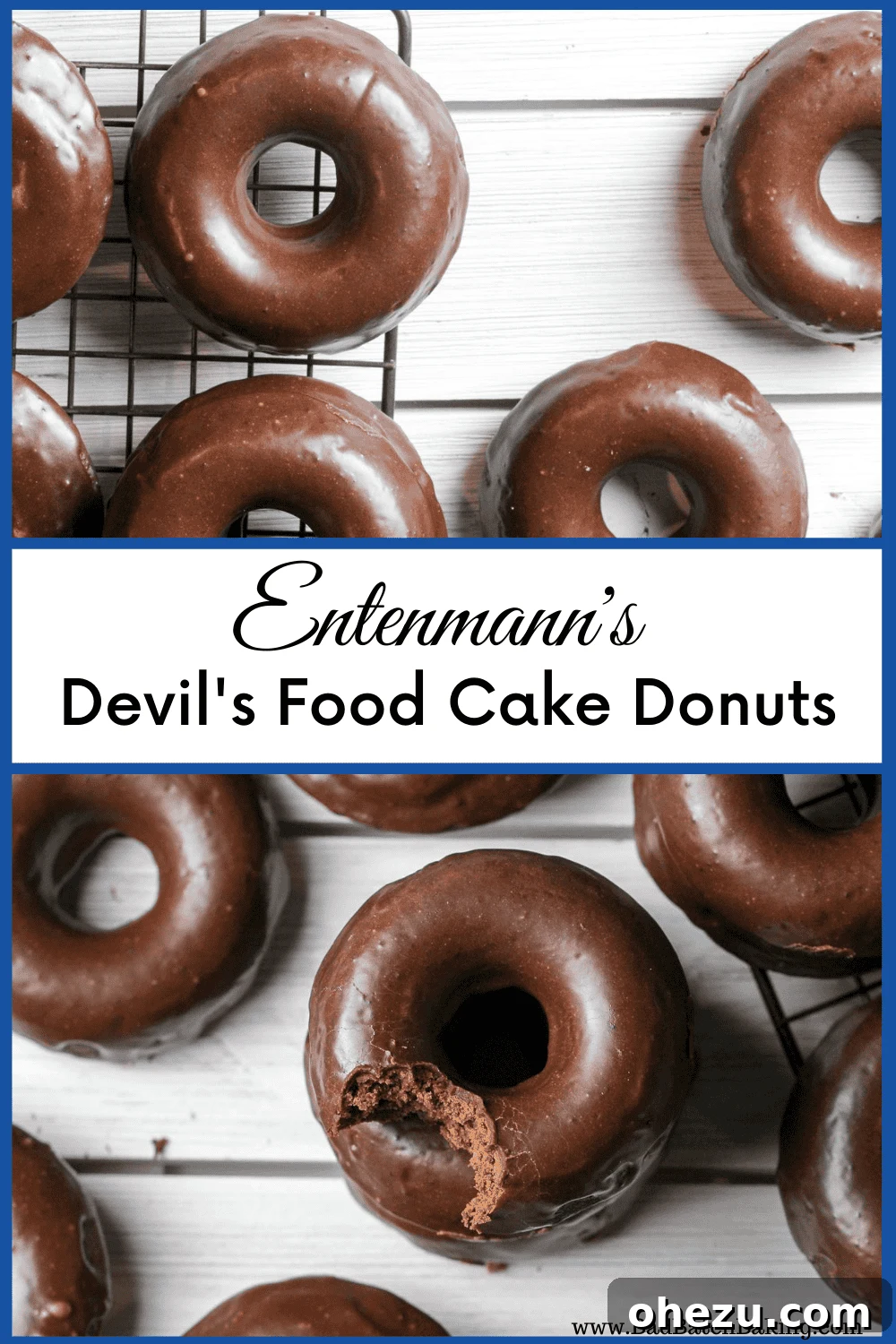 Homemade Entenmann's Devil's Food Cake Donuts with hardening glaze