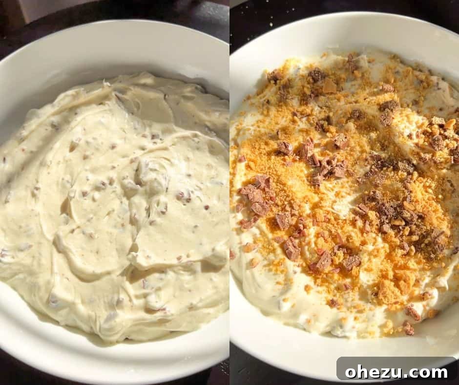Gooey Smores Treat 7 finished s'mores dip in a bowl with toppings added
