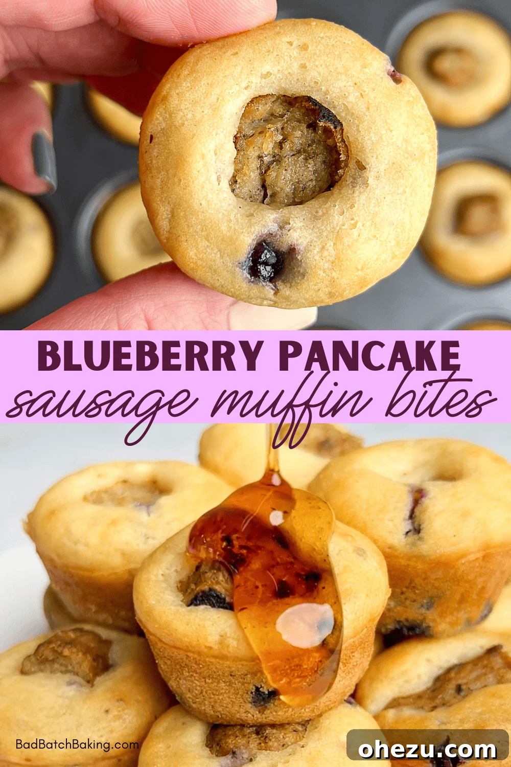 25 Effortless Meals for Busy School Days 14 Bite-sized Blueberry Pancake Sausage Muffin Bites for easy breakfast