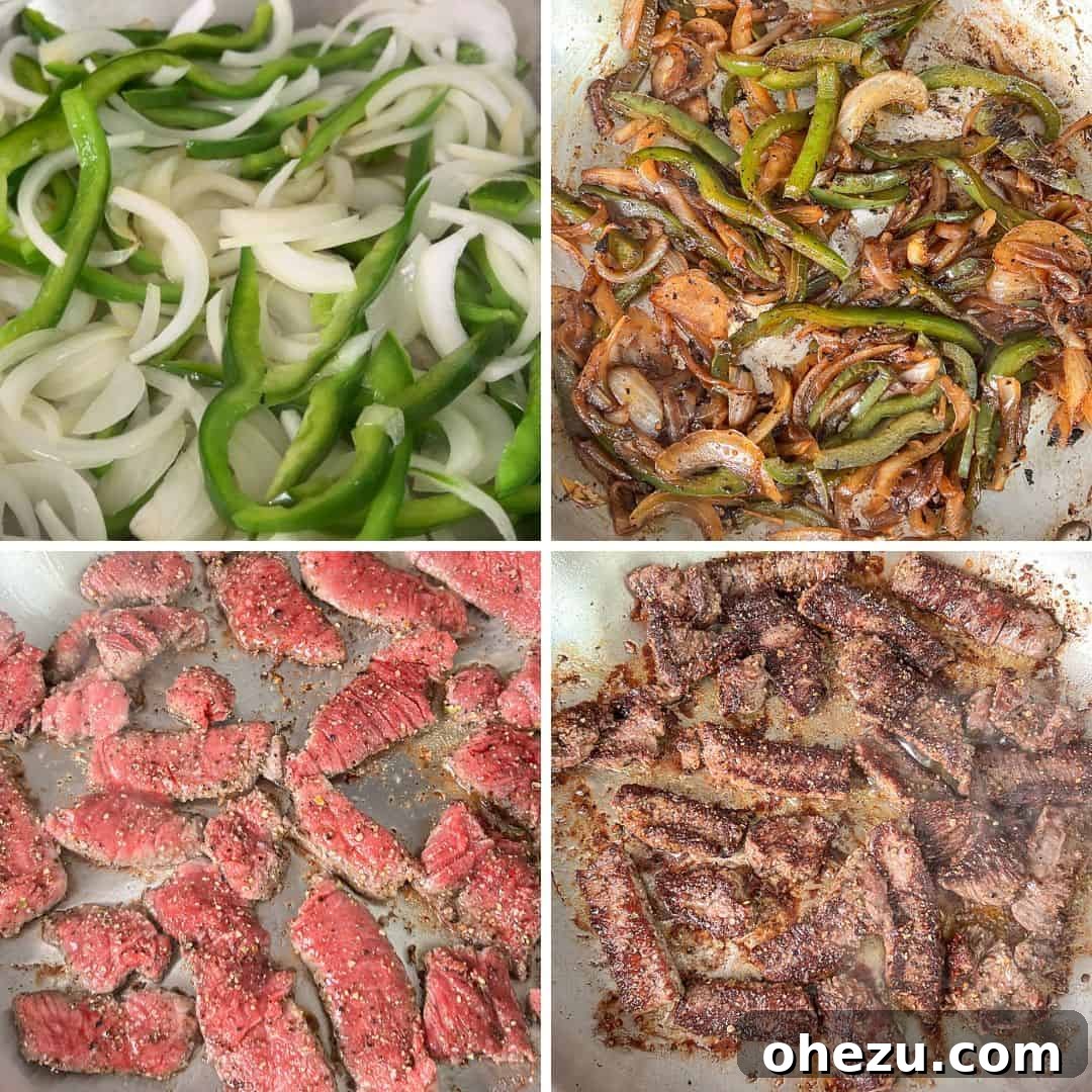 Smoky Steak Quesadillas with Creamy Chipotle Drizzle 4 A visual step-by-step guide illustrating the process of making steak quesadillas, from preparing ingredients to assembly.