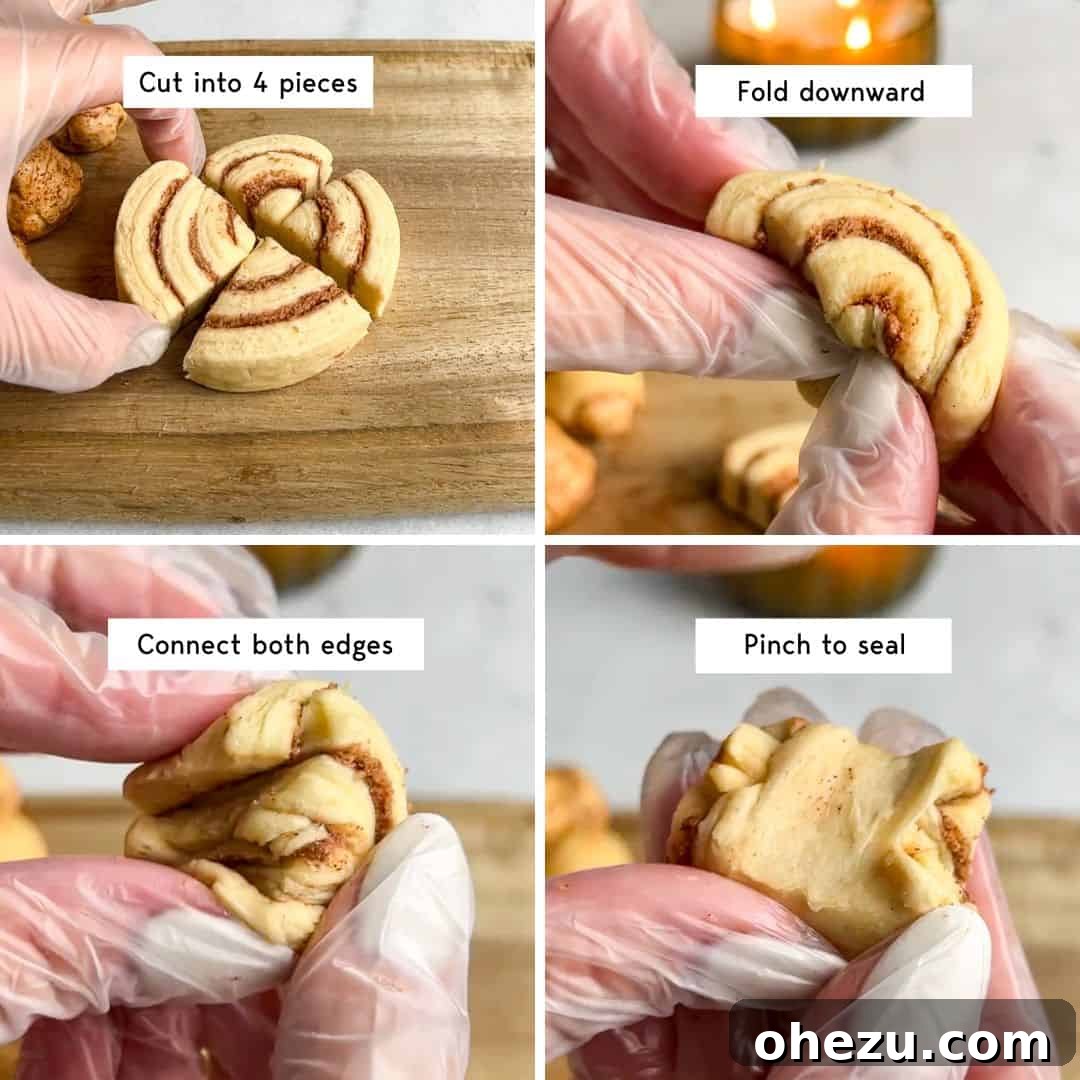 This shortcut recipe uses store-bought dough to create warm, buttery cinnamon roll bites in under an hour. You won't be able to resist! A step-by-step gallery showing the process of transforming canned cinnamon rolls into individual, coated dough balls.