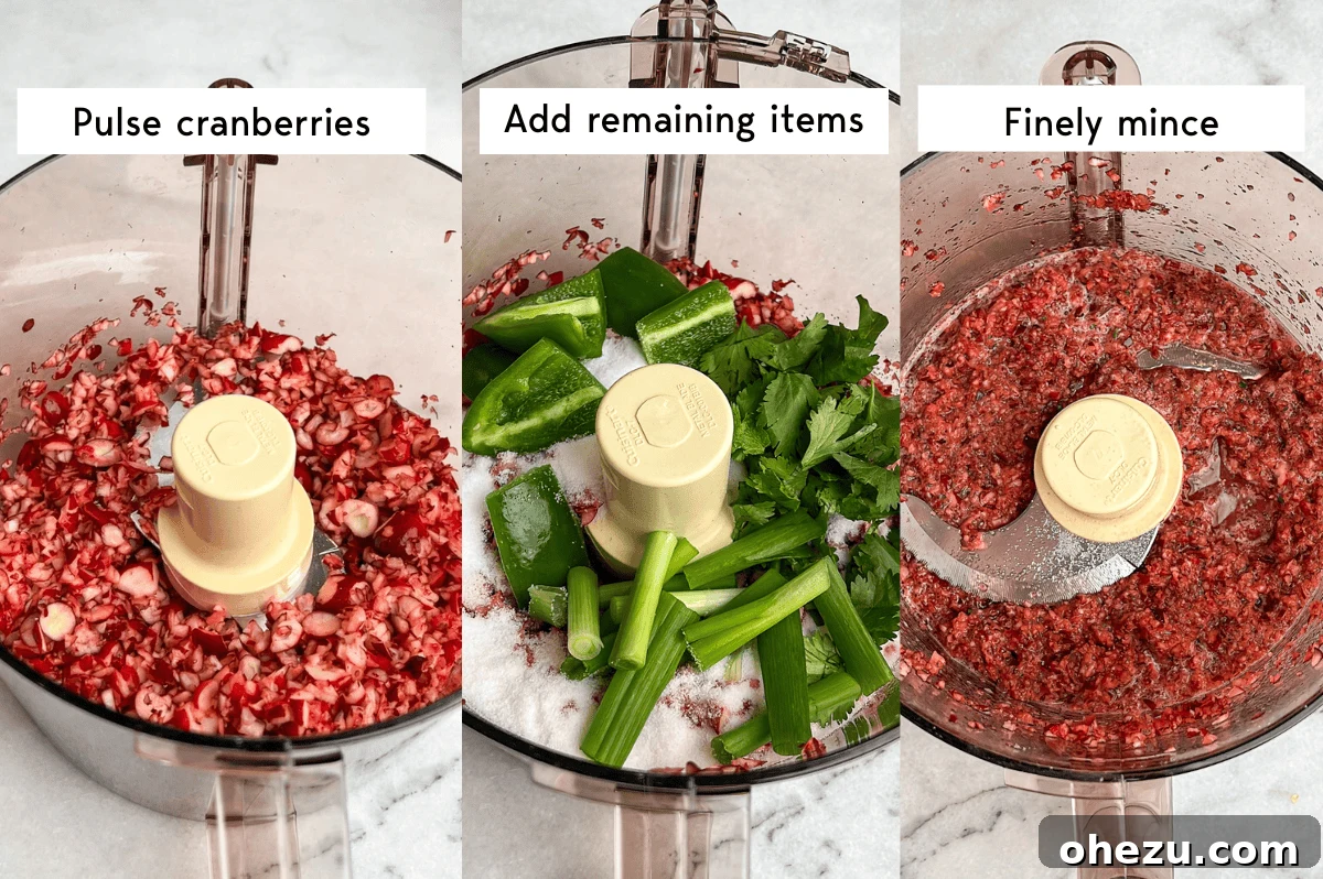 Sweet Heat Cranberry Jalapeno Dip 5 the first three steps for making cranberry jalapeno dip