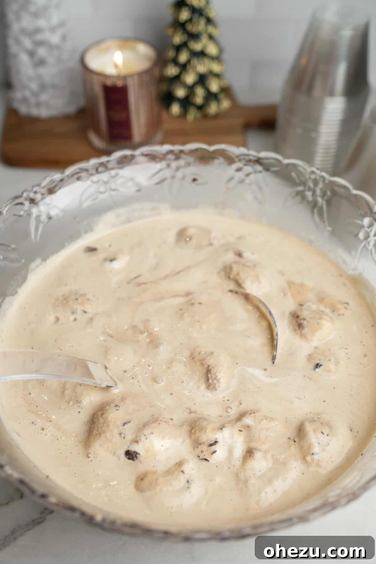 Velvet Coffee Blend 2 Coffee punch in a large bowl on a table, ready to be served at a gathering.