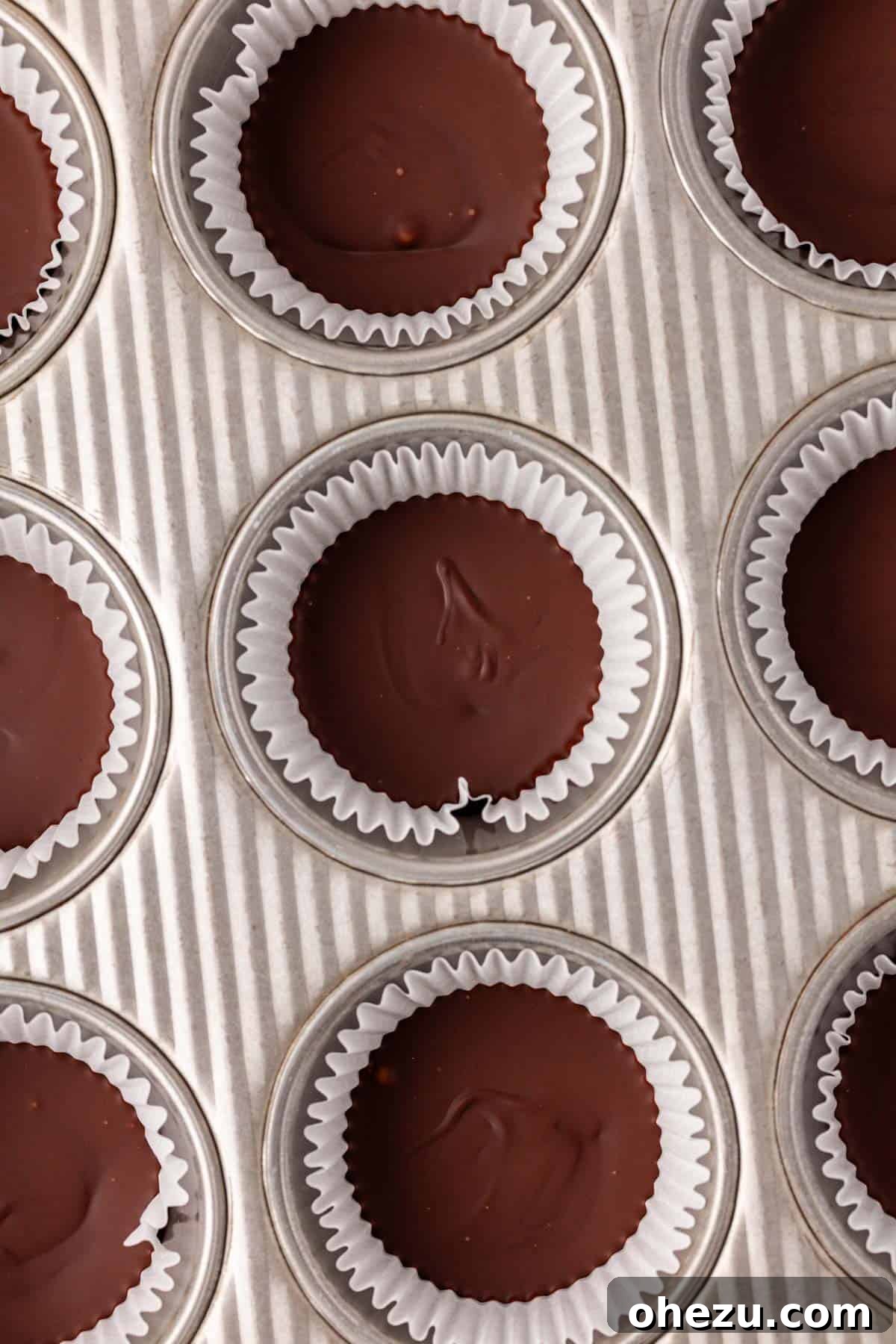 Melted chocolate set in muffin tin liners