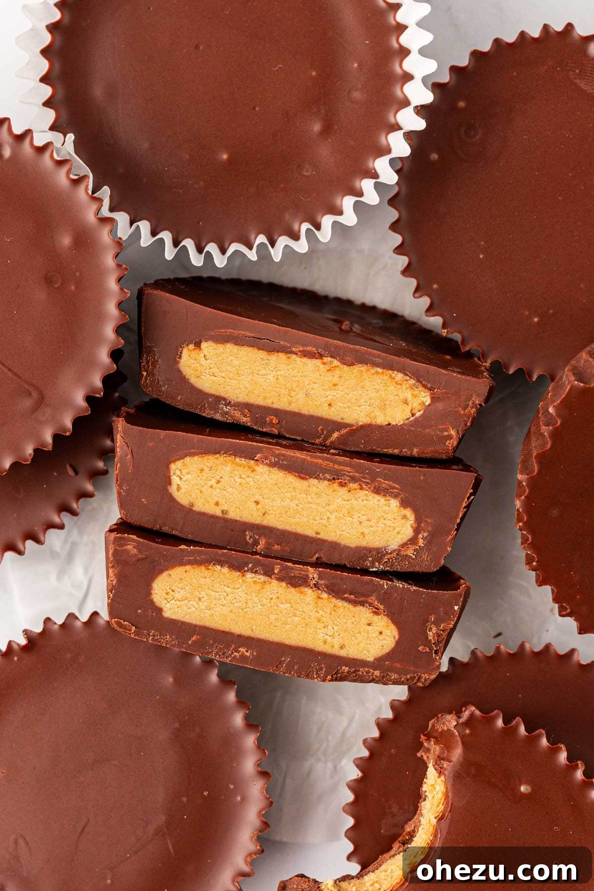 Several protein peanut butter cups arranged invitingly
