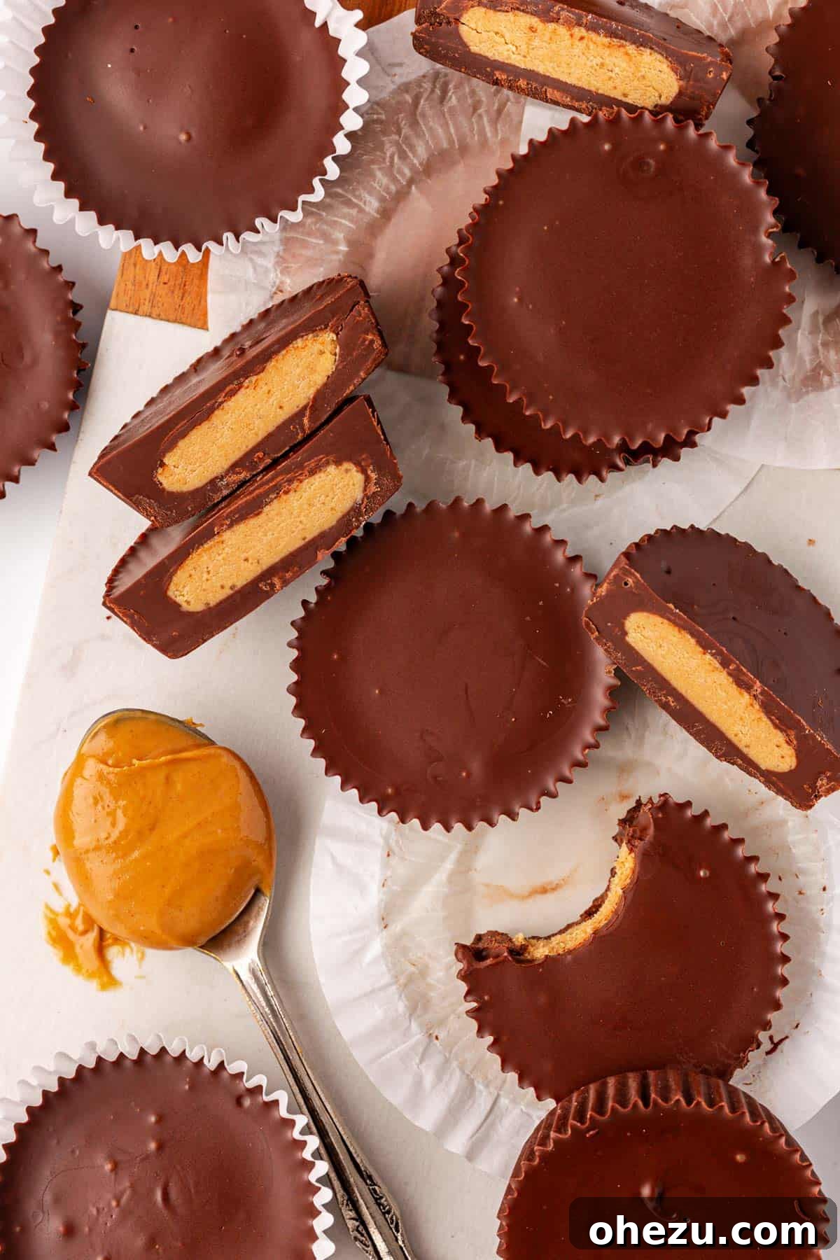 Close-up of a freshly made protein peanut butter cup