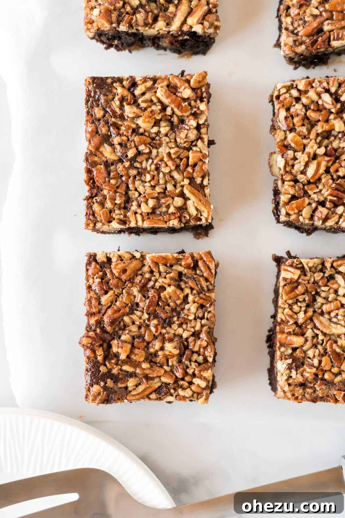 pecan pie brownies cut into squares