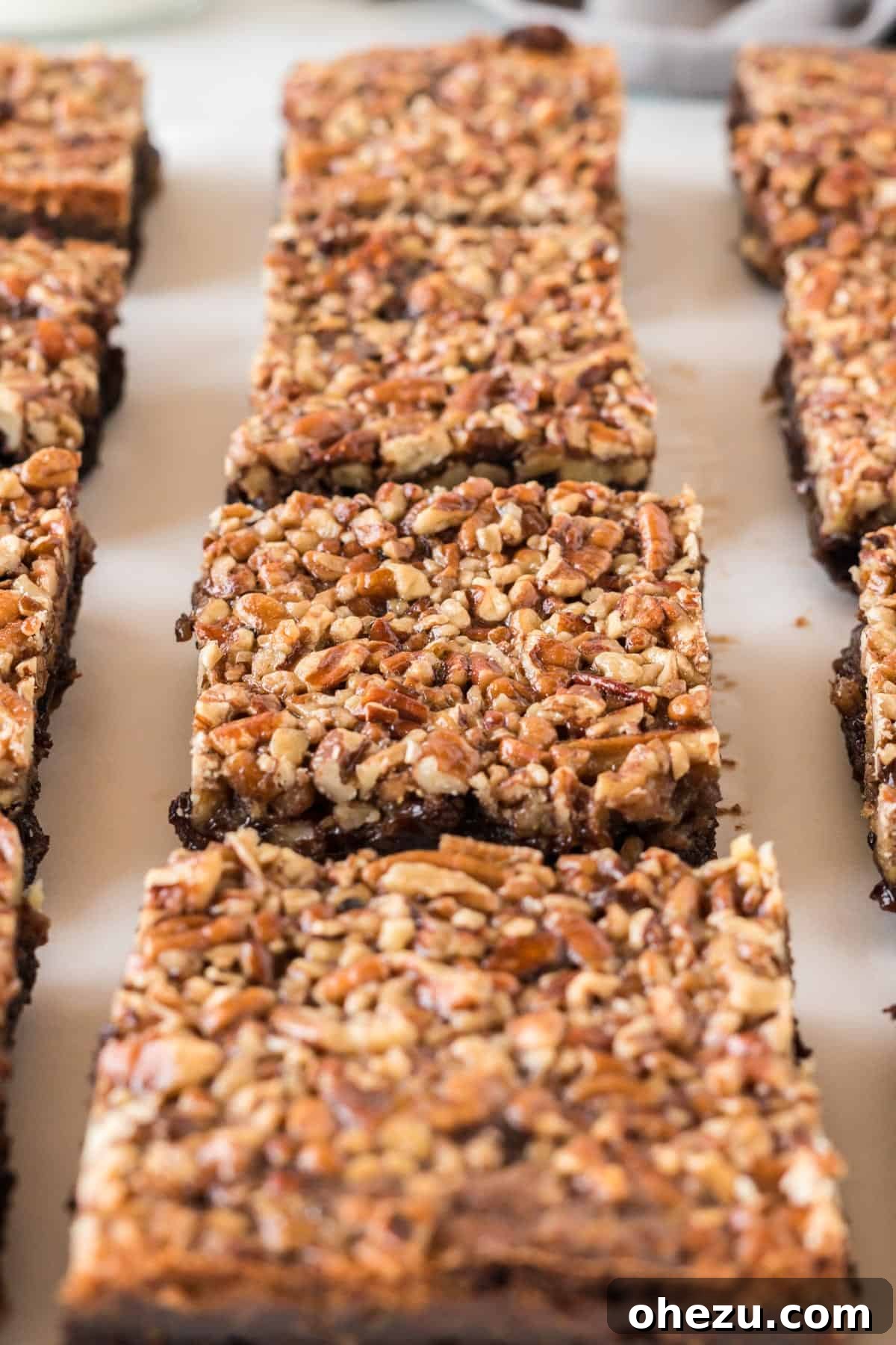 pecan pie brownies cut into squares