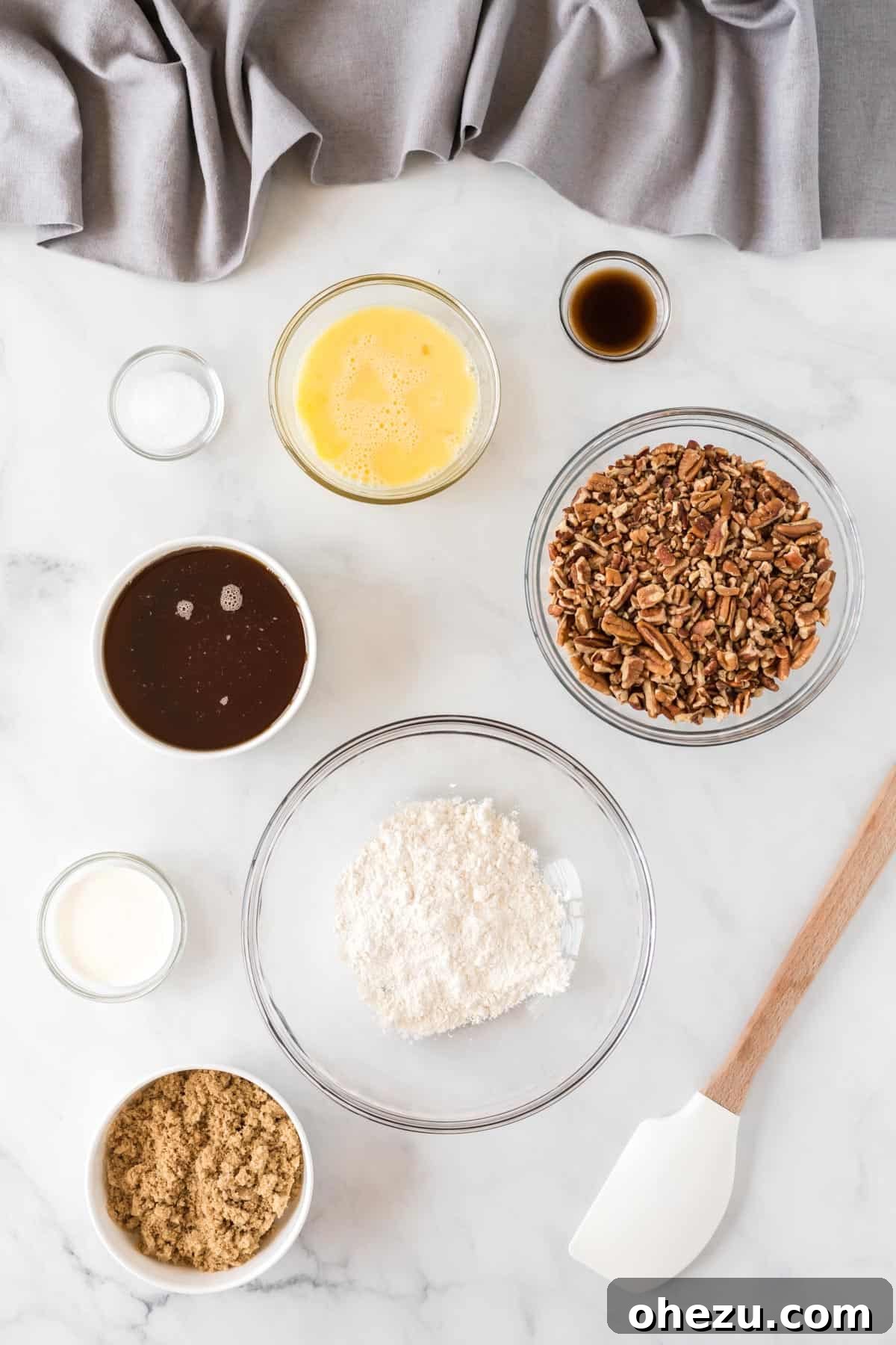 ingredients to make the pecan pie layer