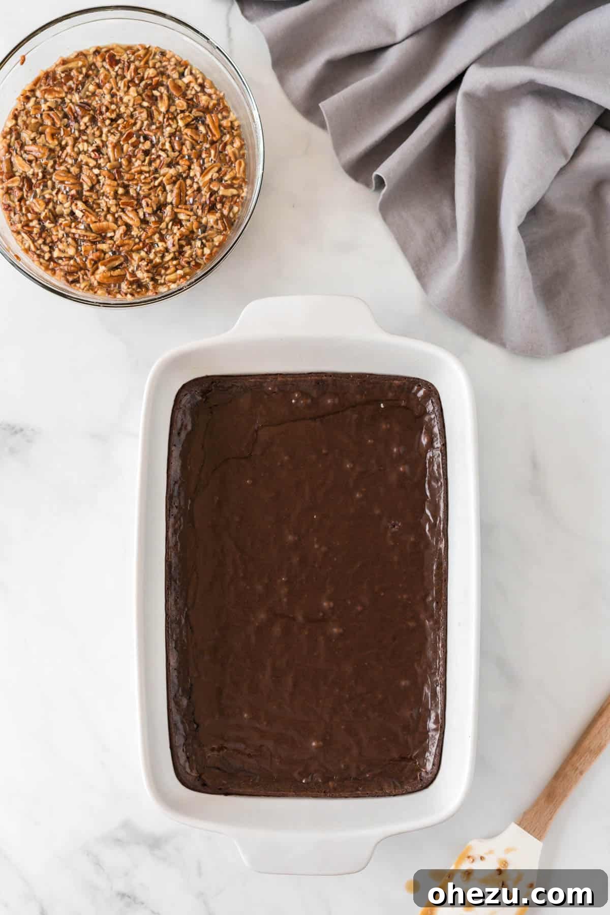 underbaked brownies and pecan pie filling